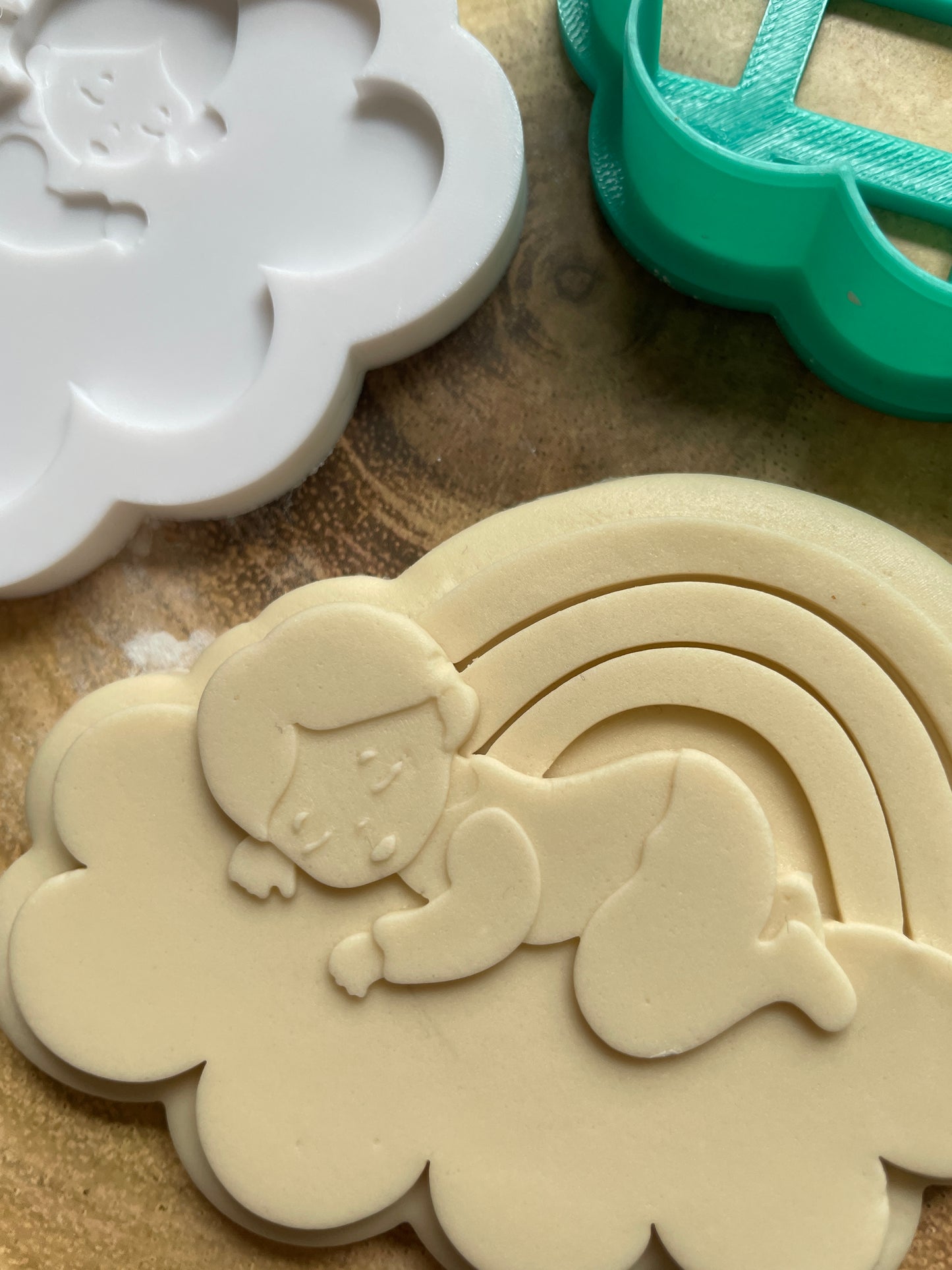 Baby Sleeping On A Cloud | Debosser / Embosser And Cutter Set. Cookie Cutter.