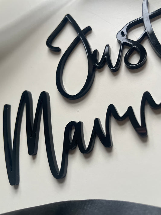 Just Married | Black Acrylic Cake Charm