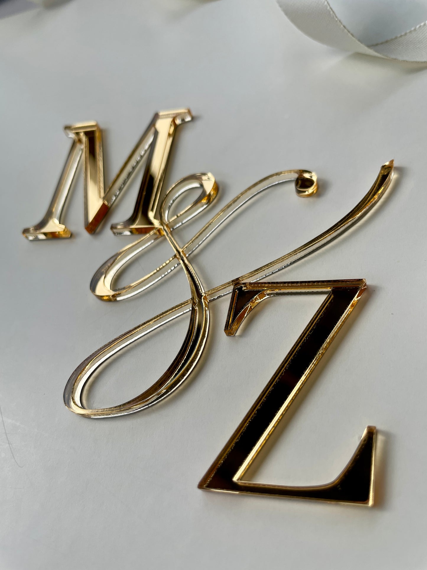 Wedding Initial cake charm. Acrylic charm.