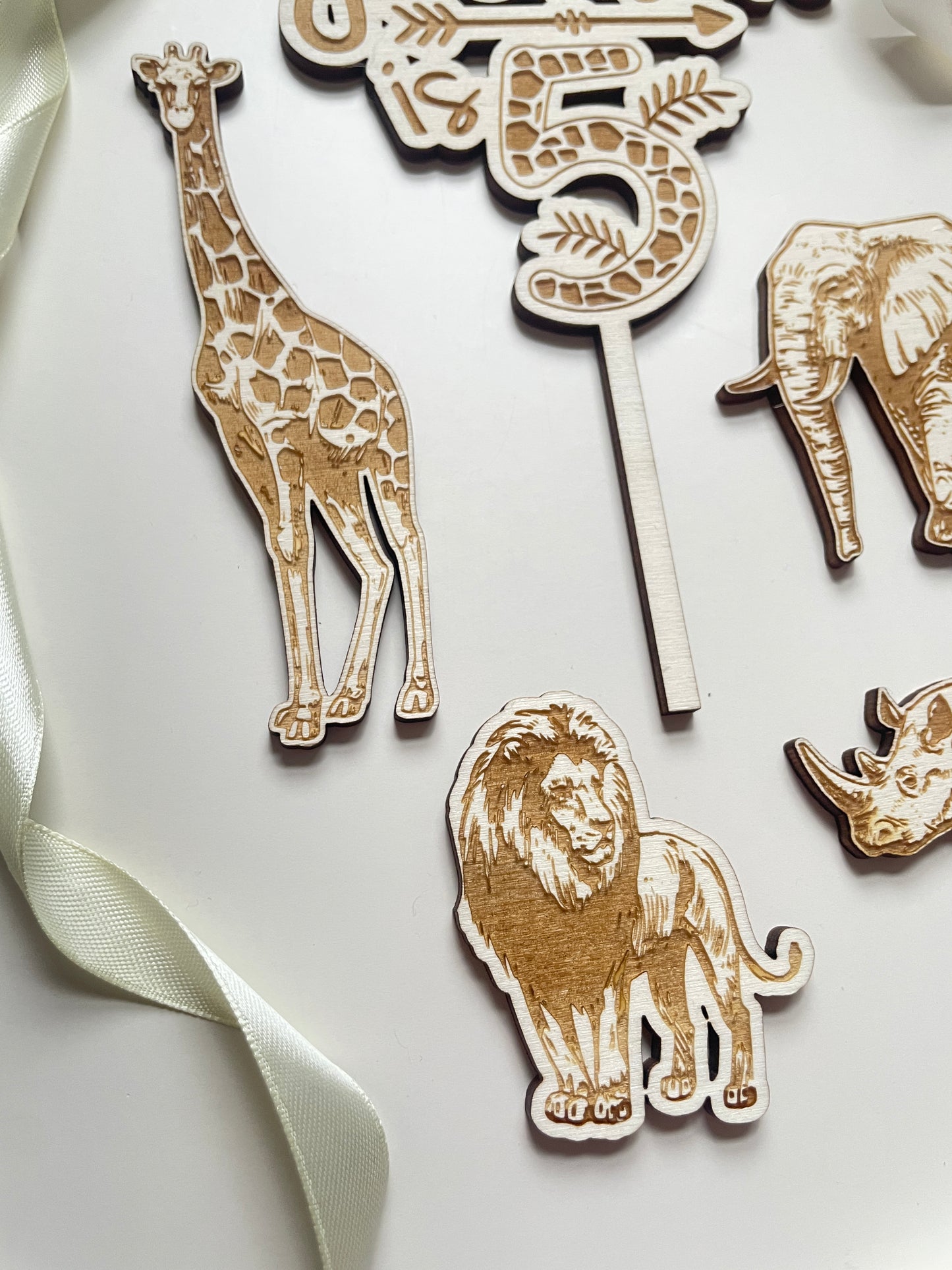 Jungle Safari Themed Birthday Cake Topper | Custom Wood Topper