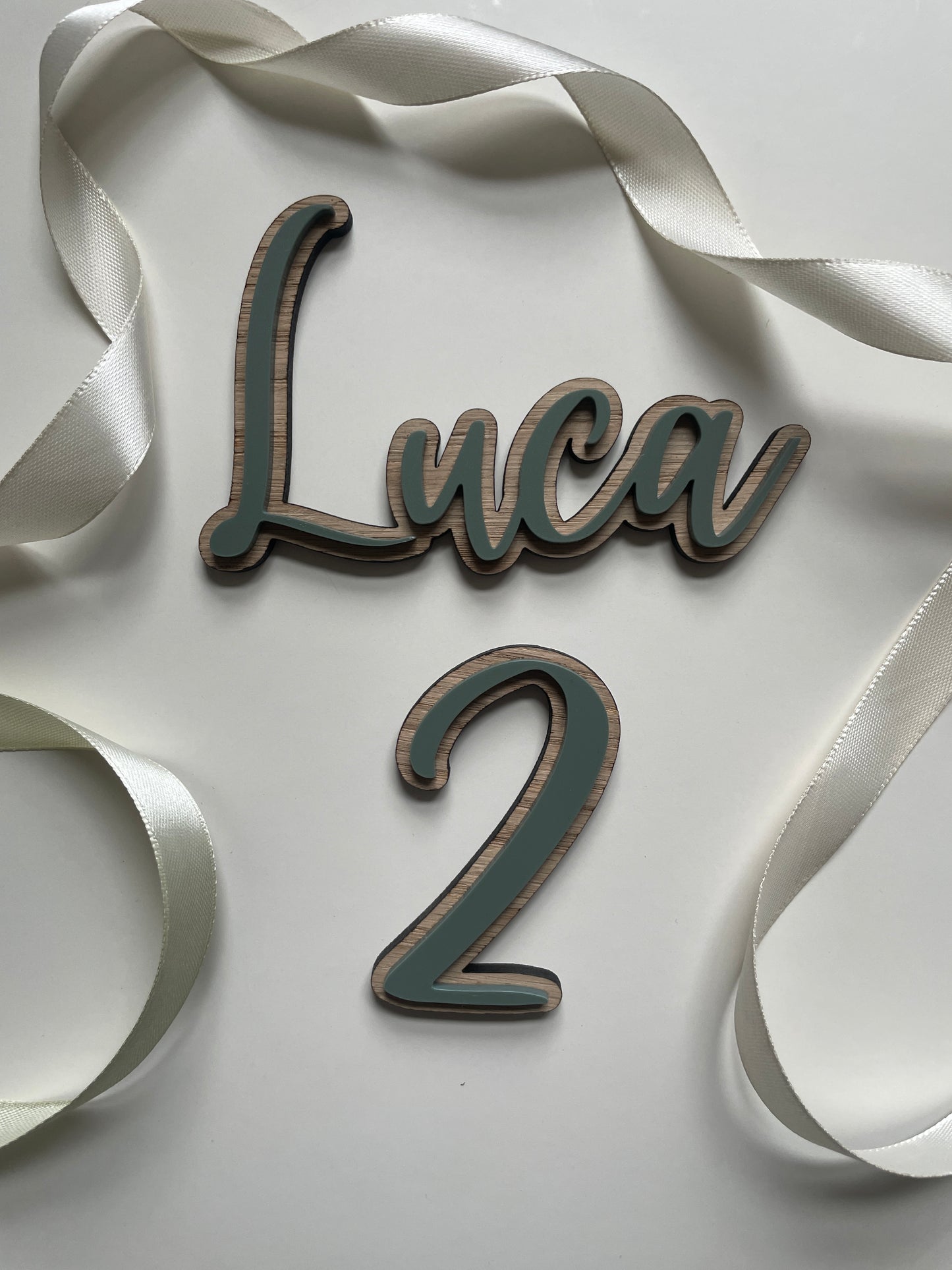 Wild Theme Name And Age Charm | Wood And Green Acrylic