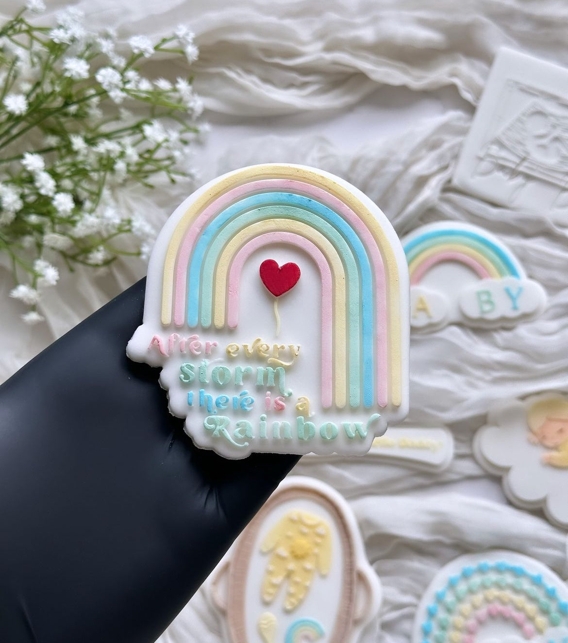 After Every Storm There Is A Rainbow | Debosser / Embosser And Cutter Set. Cookie Cutter.