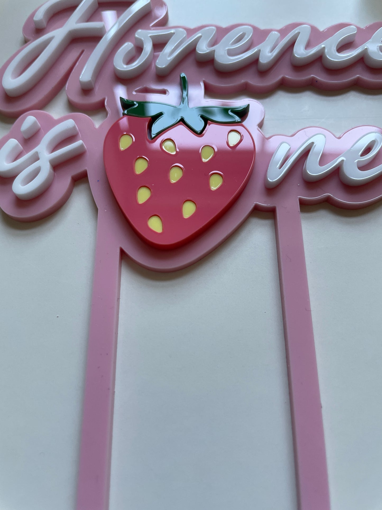 Strawberry cake topper. First birthday topper.