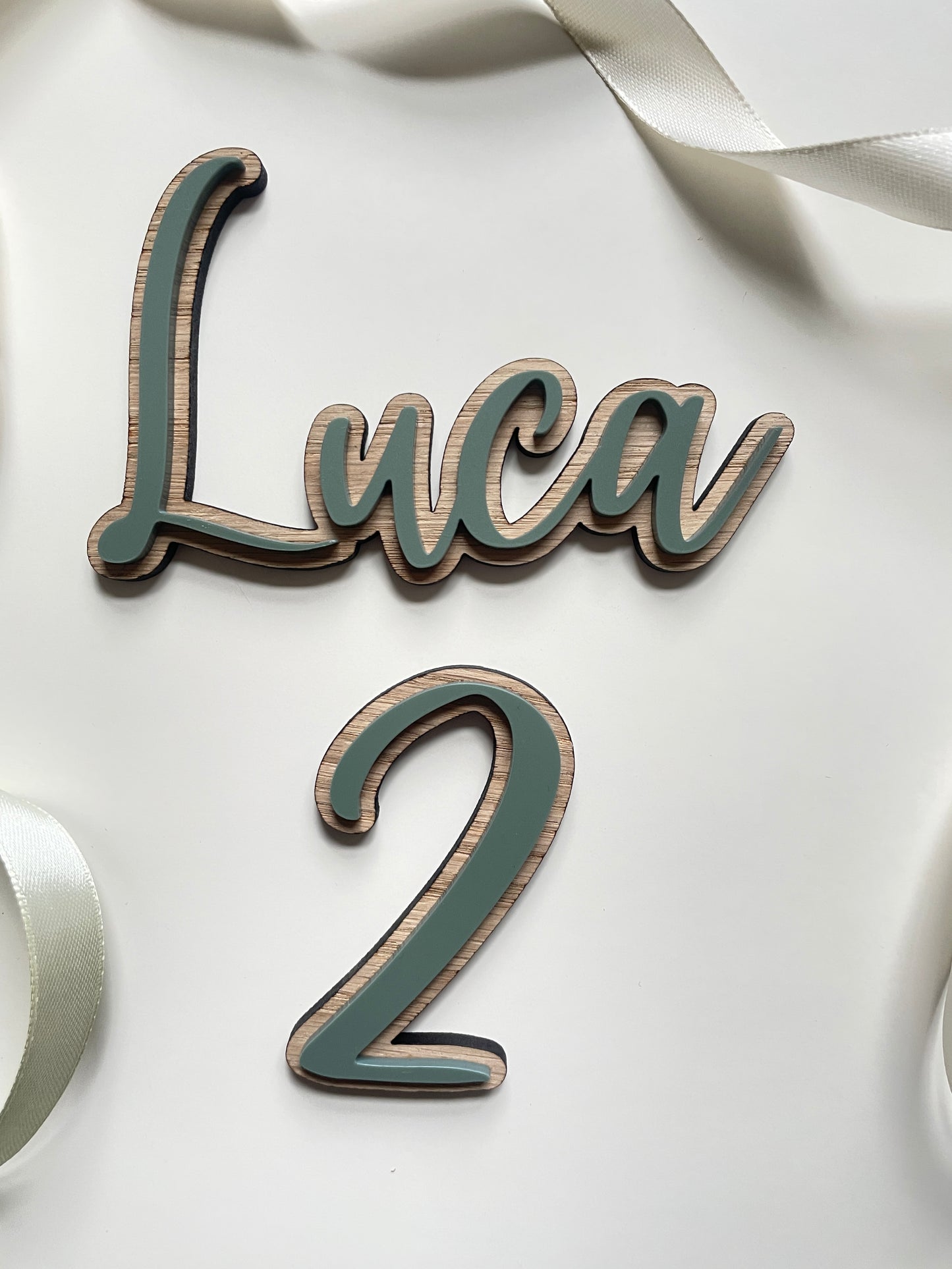Wild Theme Name And Age Charm | Wood And Green Acrylic