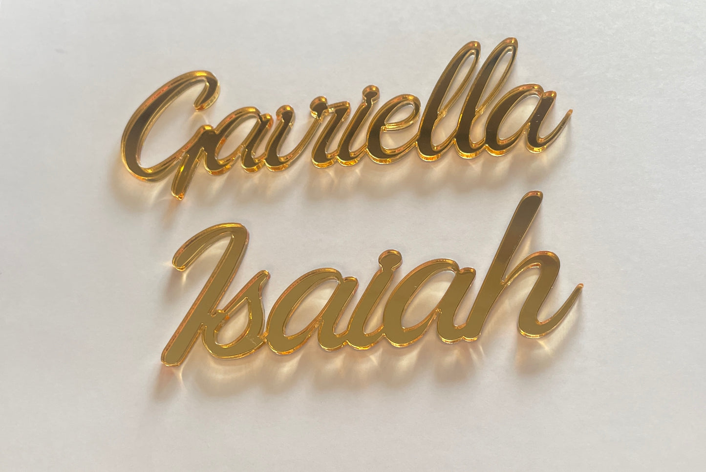 Mirrored Acrylic name charm. Party name tag. Table Name placement. Wedding favour. Sheet cake charm.