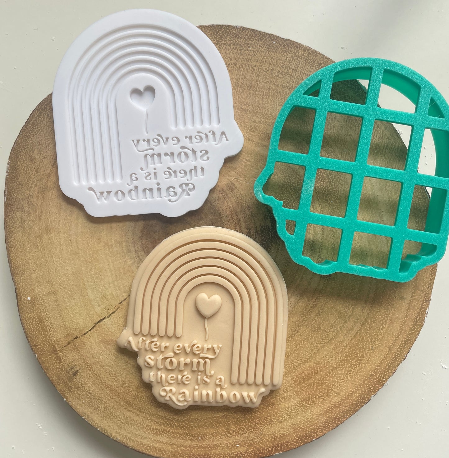 After Every Storm There Is A Rainbow | Debosser / Embosser And Cutter Set. Cookie Cutter.