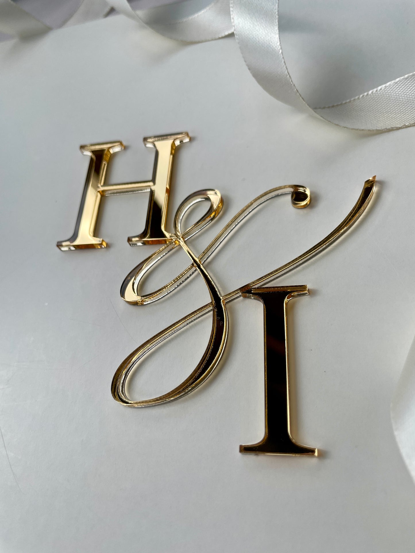 Wedding Initial cake charm. Acrylic charm.