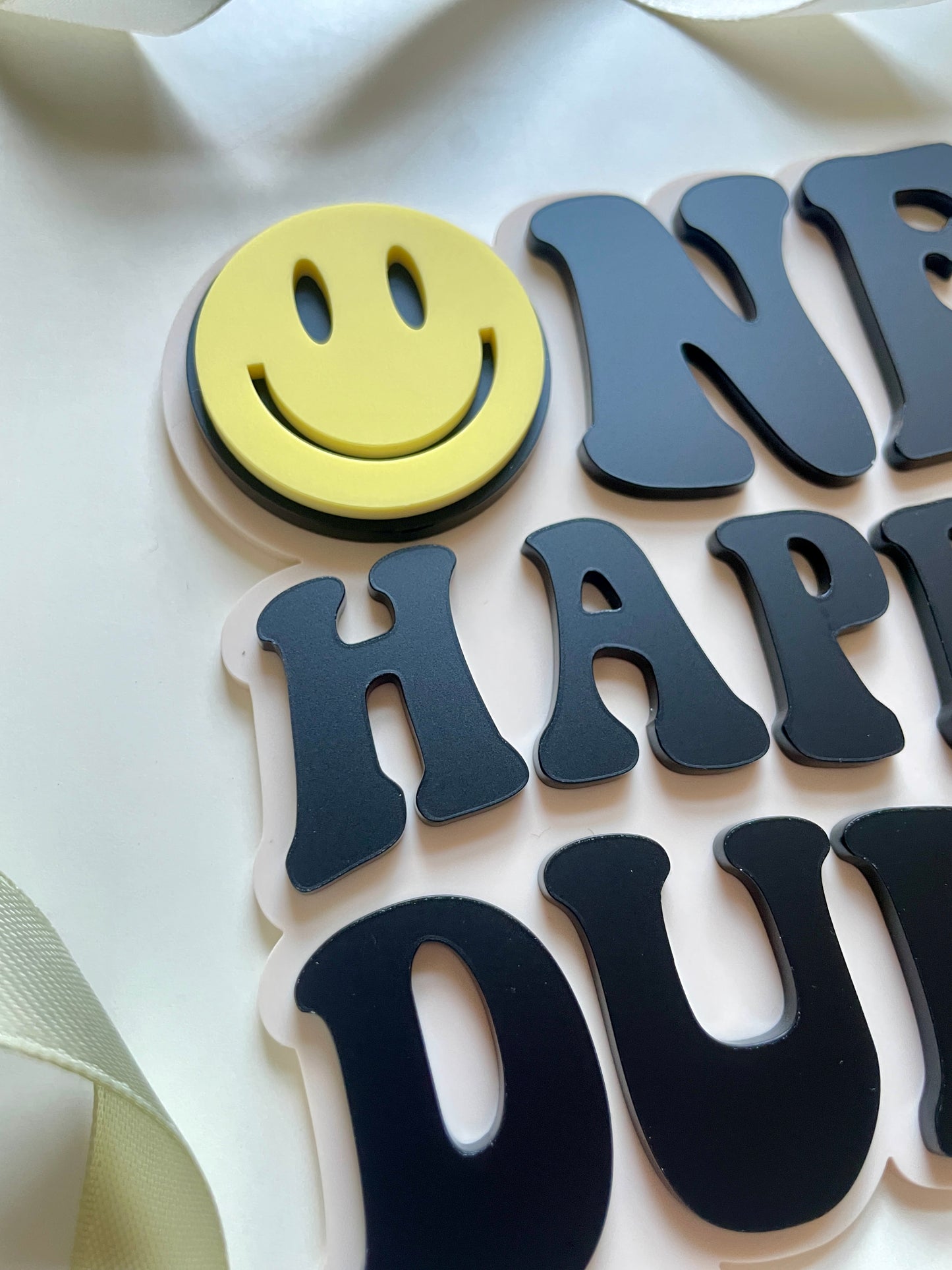 One Happy Dude. Smiley Face | Acrylic cake topper set.
