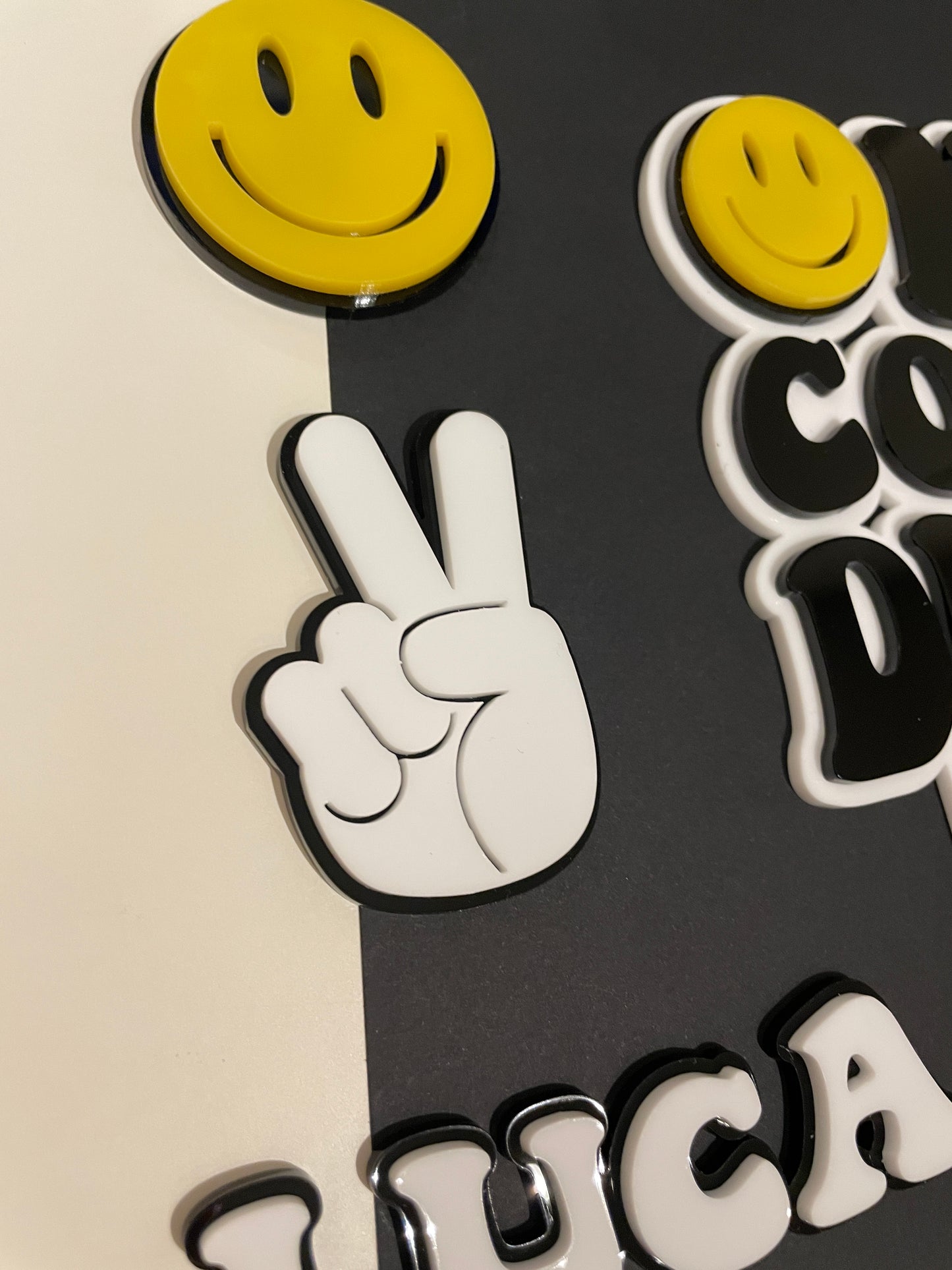 One Cool Dude. Smiley Face | Acrylic cake topper set.