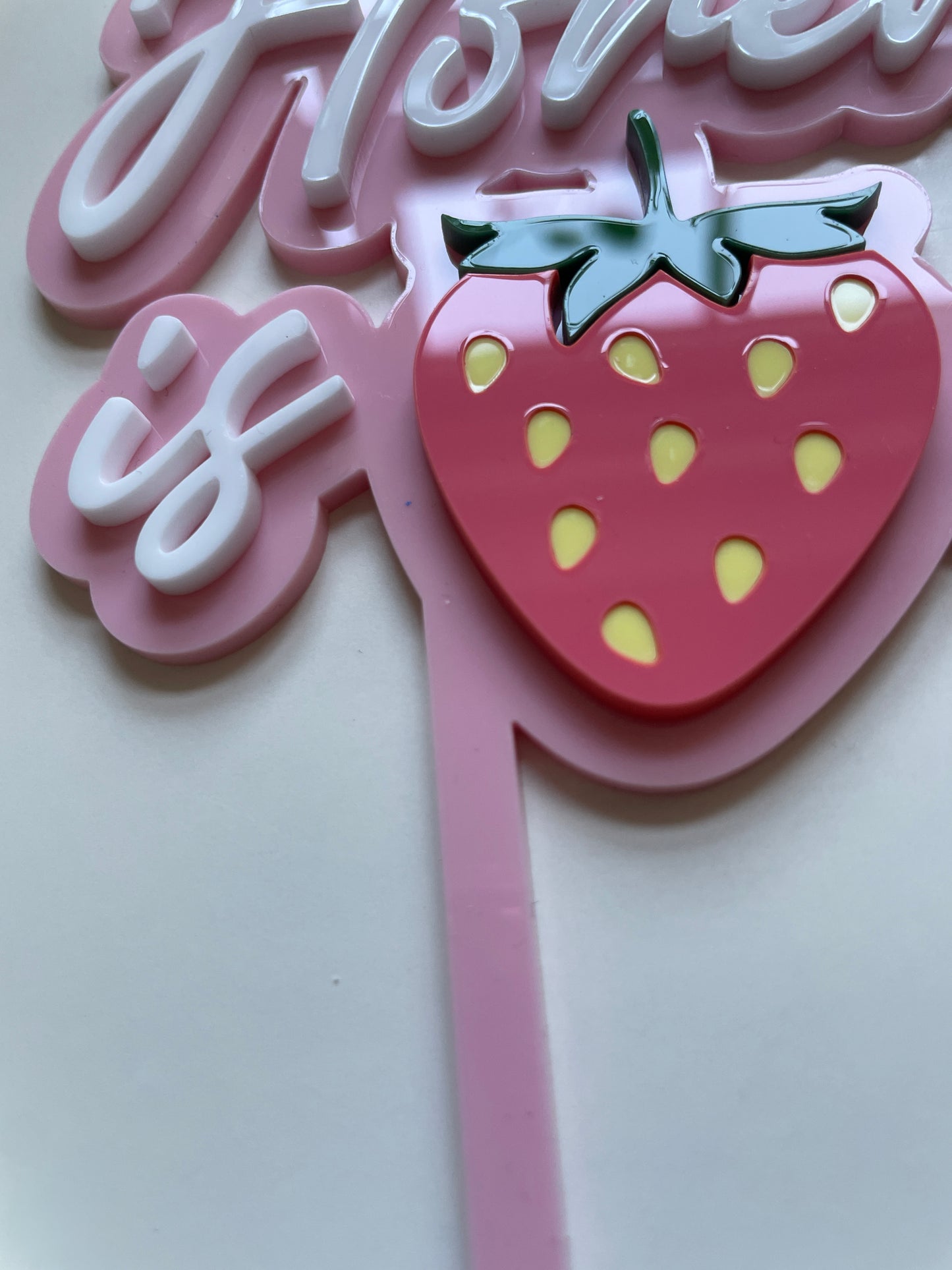 Strawberry cake topper. First birthday topper.