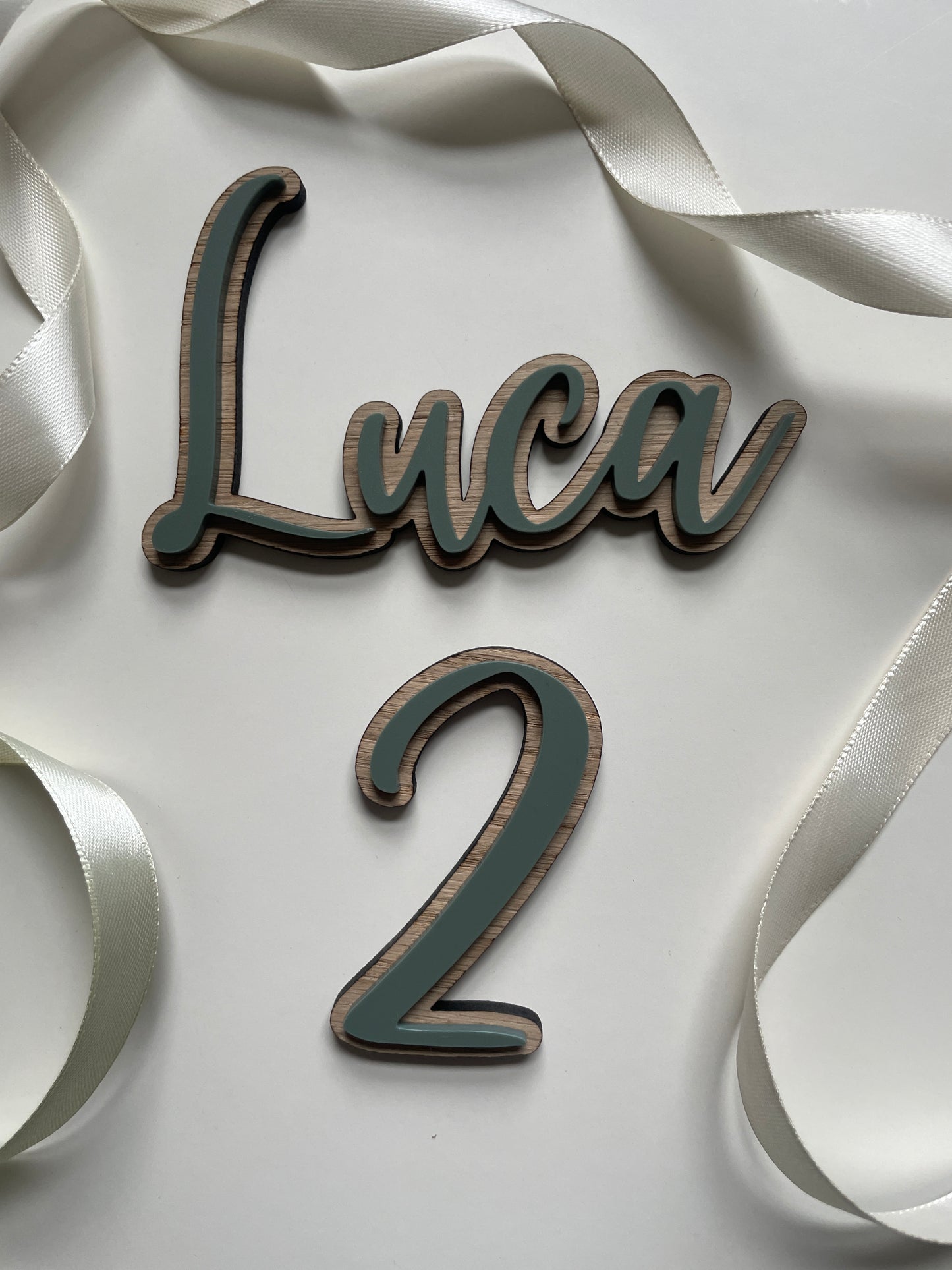 Wild Theme Name And Age Charm | Wood And Green Acrylic