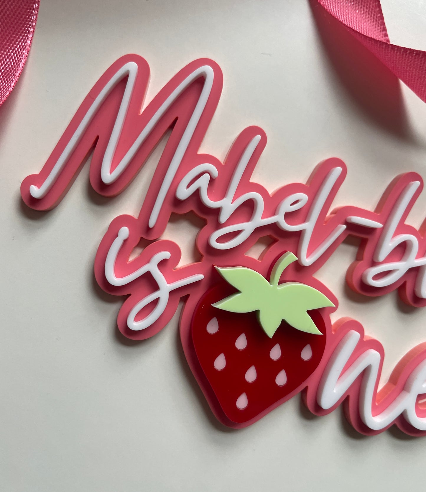 Strawberry First Birthday | Acrylic Cake Charm / Topper