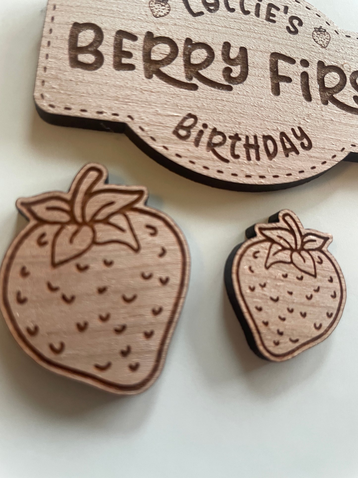 Wooden strawberry charm shapes