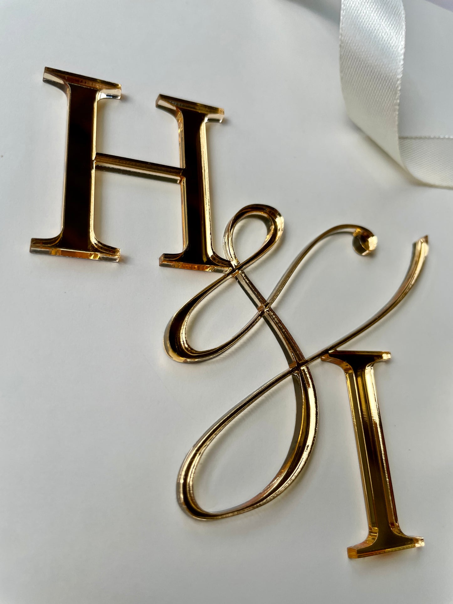 Wedding Initial cake charm. Acrylic charm.