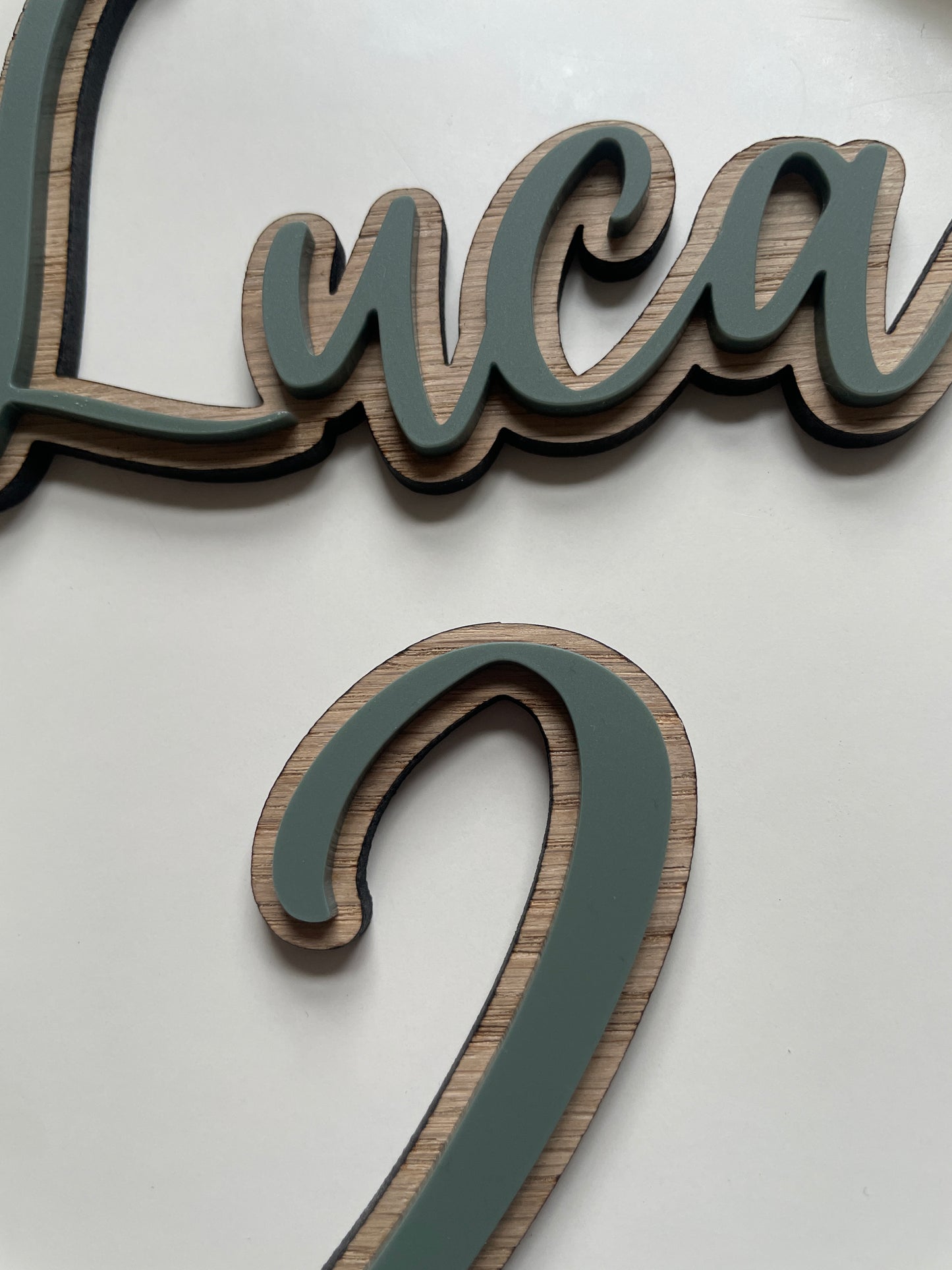 Wild Theme Name And Age Charm | Wood And Green Acrylic