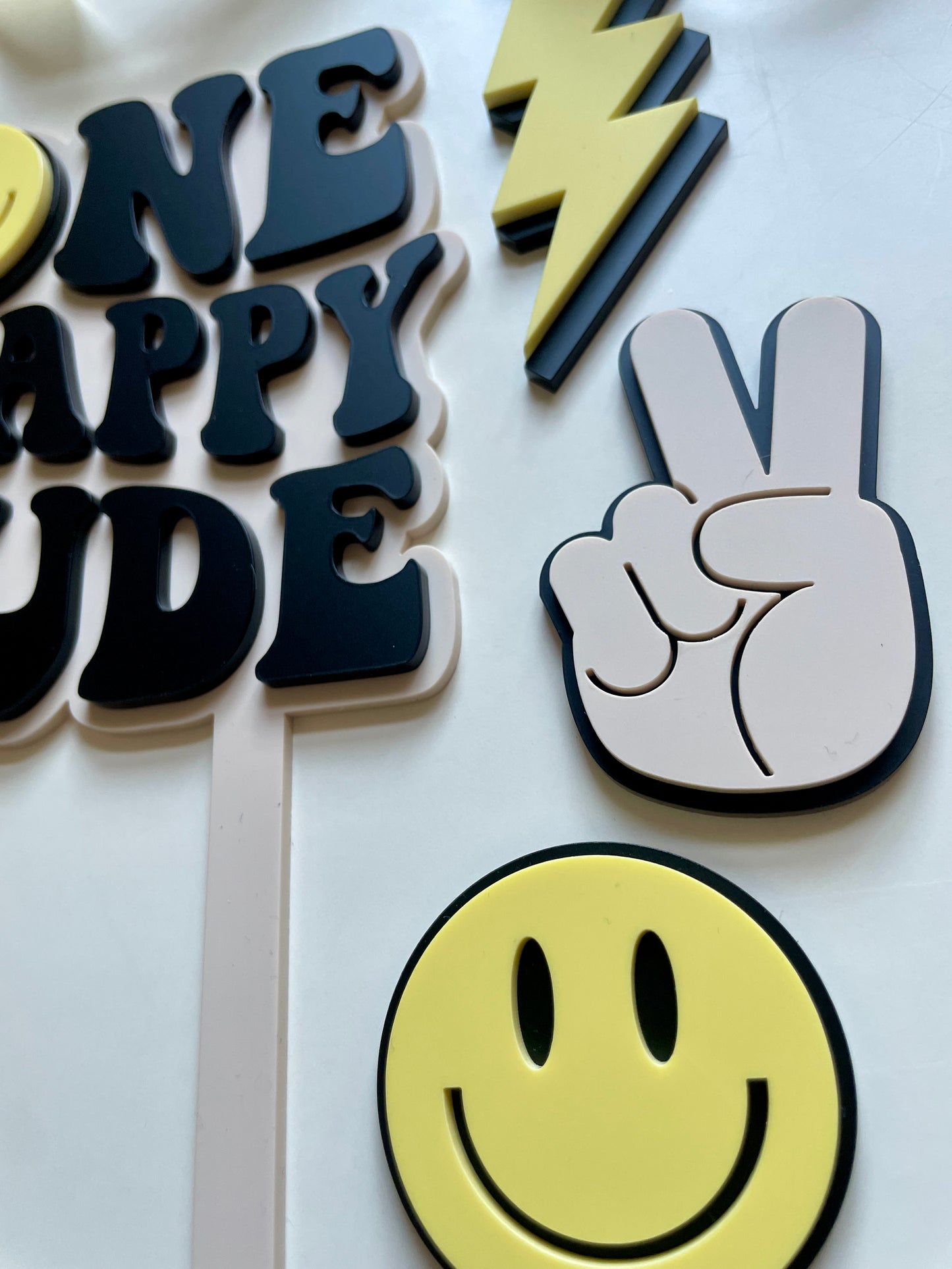 One Happy Dude. Smiley Face | Acrylic cake topper set.