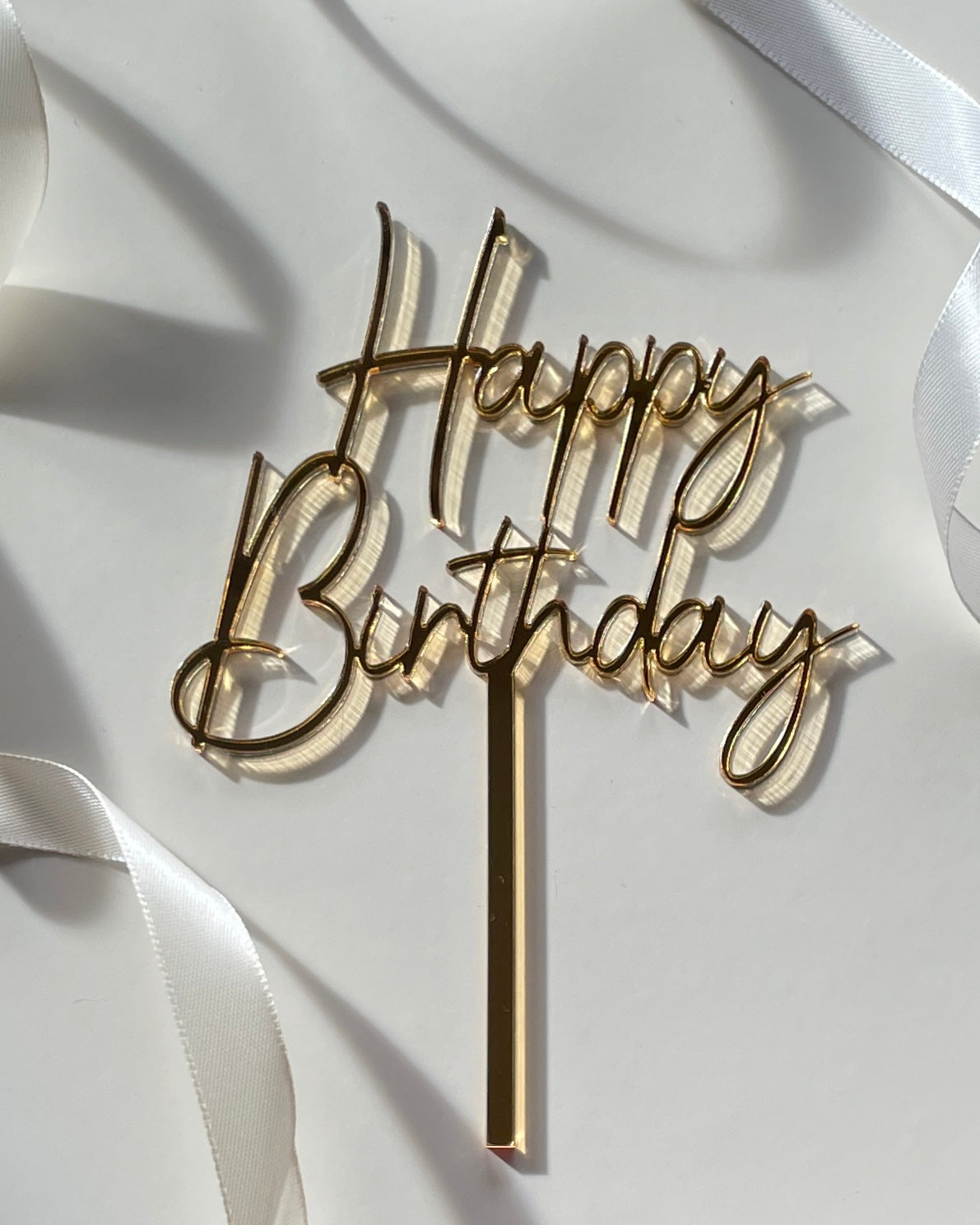 Gold Acrylic Happy Birthday Cake Topper.