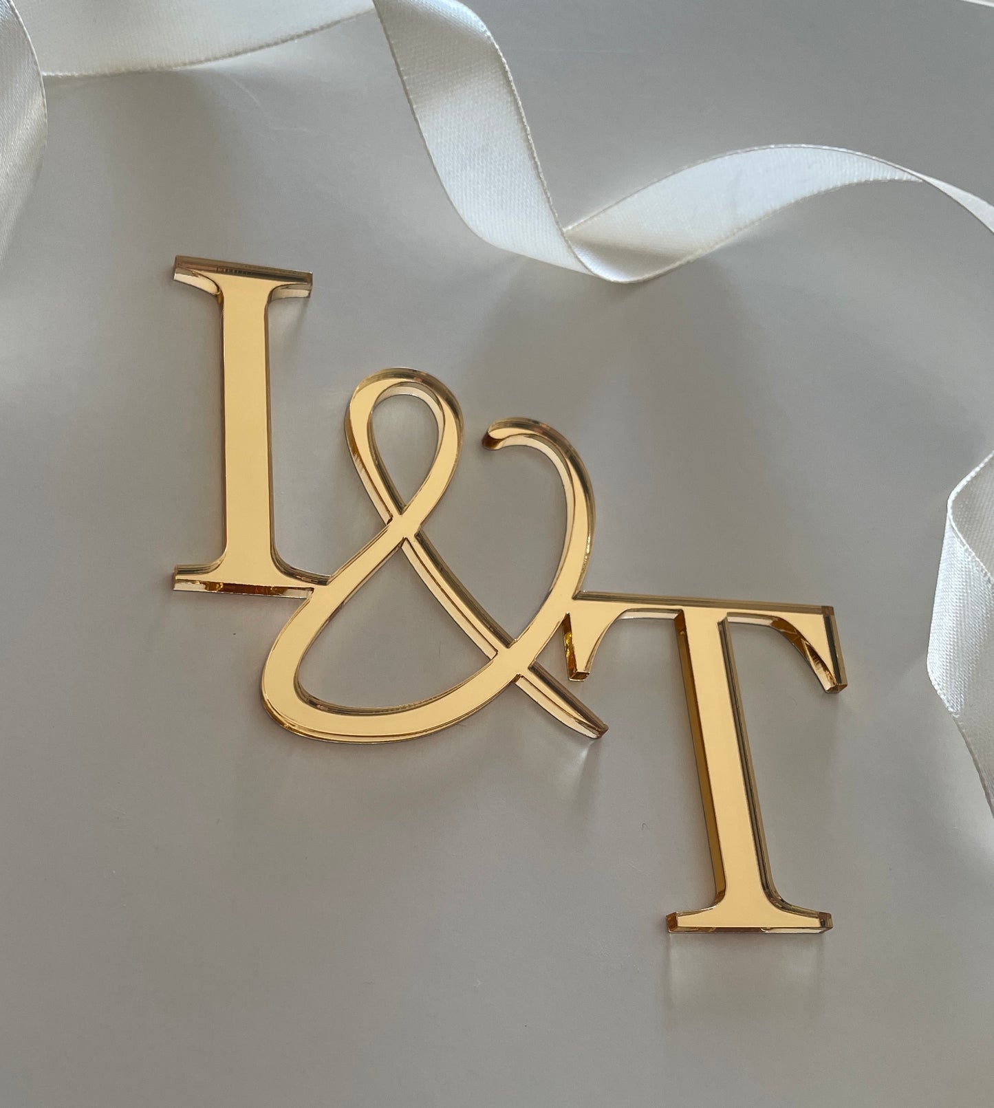 Wedding Initial cake charm. Acrylic charm.