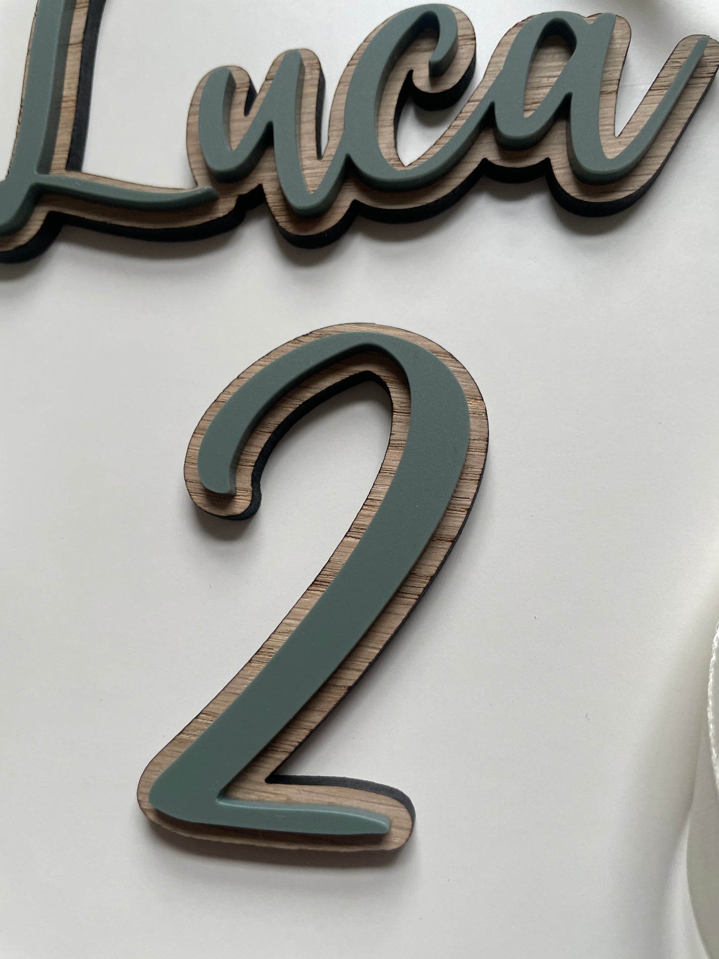 Wild Theme Name And Age Charm | Wood And Green Acrylic