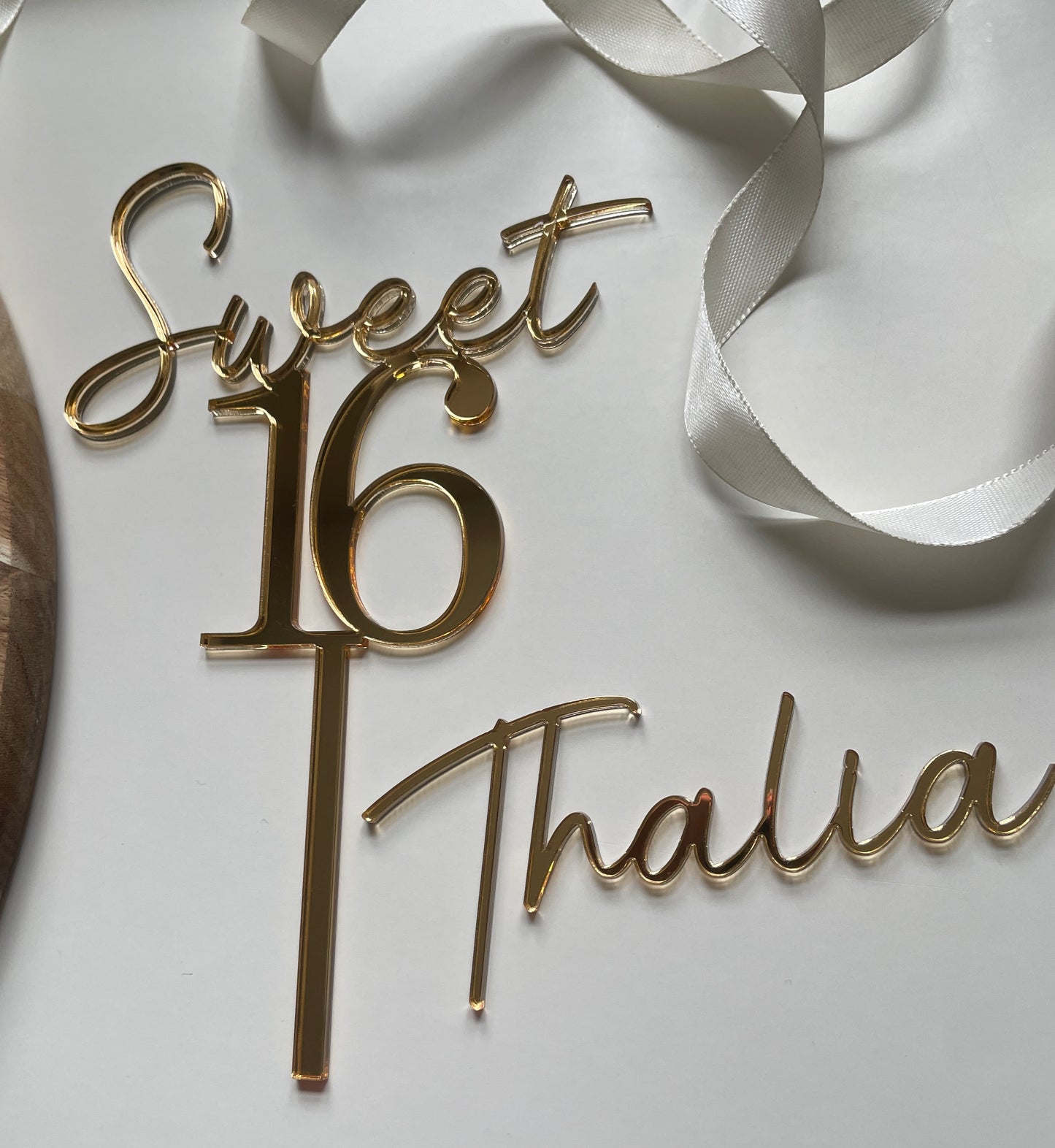 Sweet 16 Acrylic Cake Topper. Name Charm Topper Set