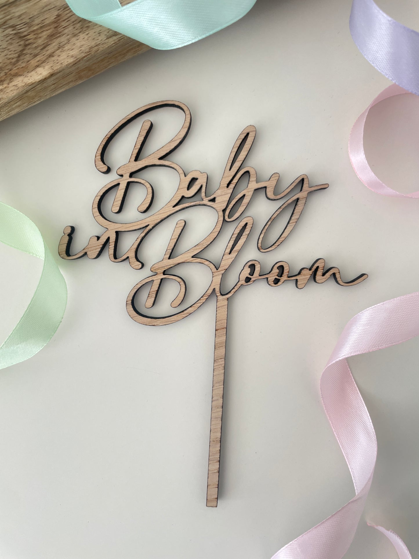 Baby In Bloom | Wood Cake Topper / Charm