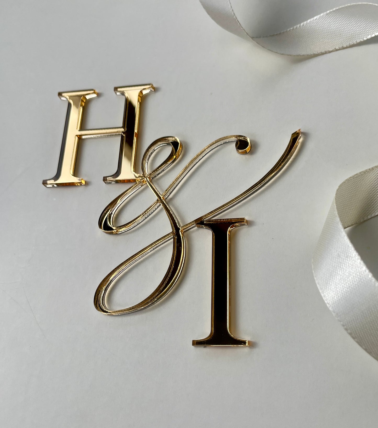 Wedding Initial cake charm. Acrylic charm.