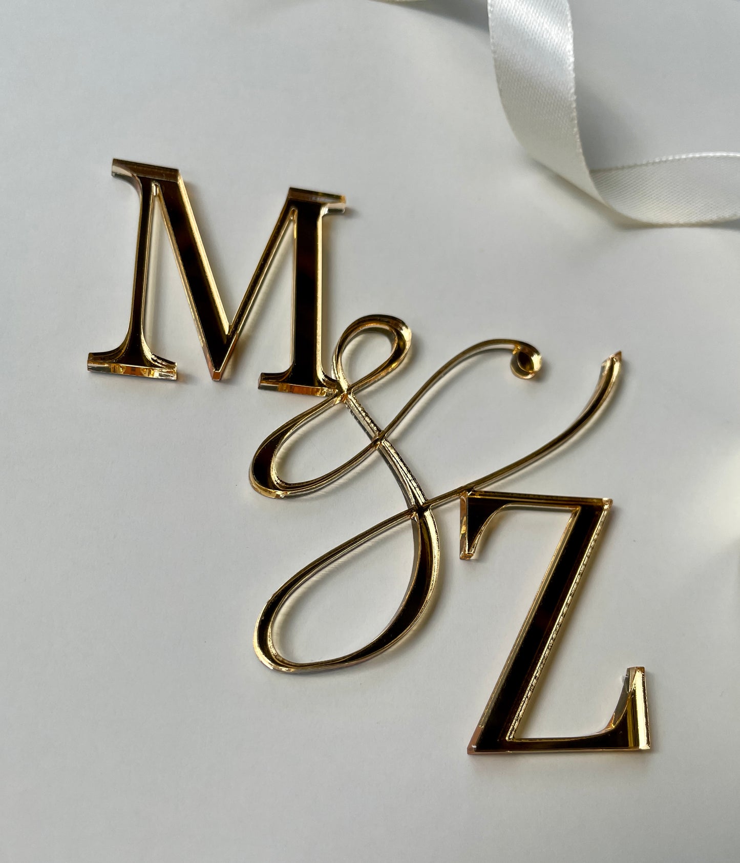 Wedding Initial cake charm. Acrylic charm.