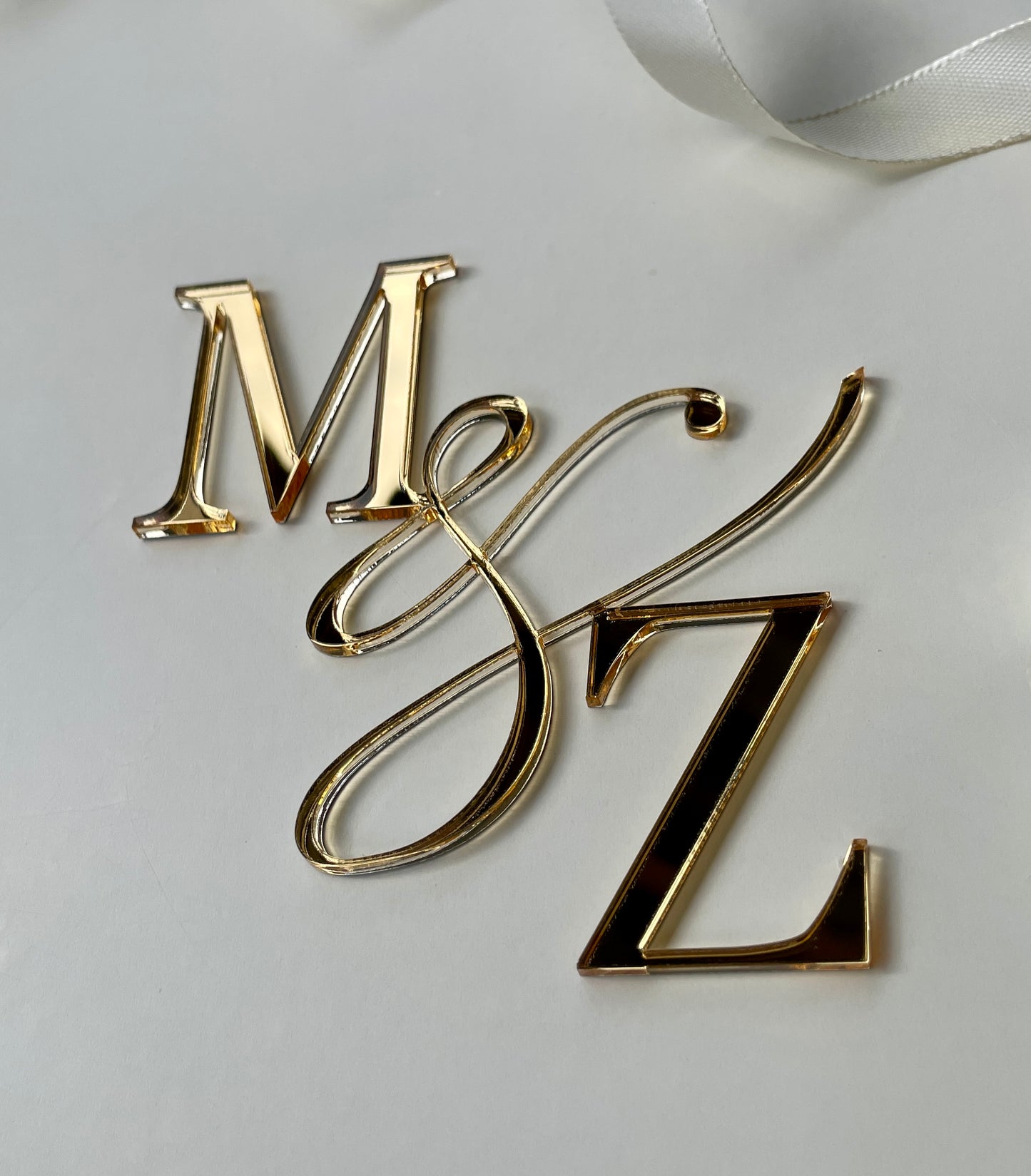 Wedding Initial cake charm. Acrylic charm.