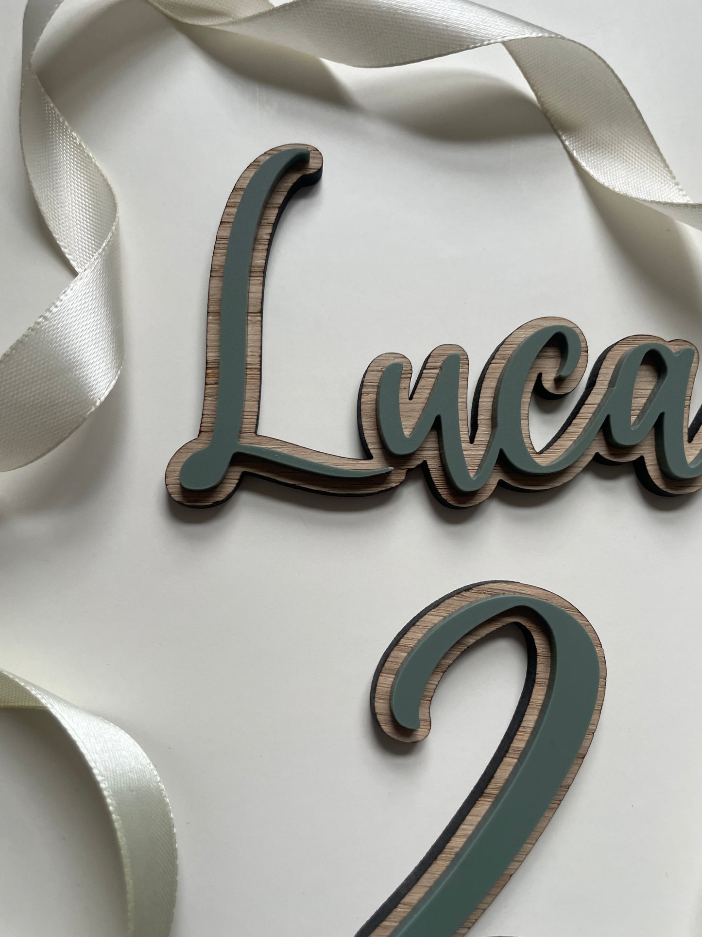 Wild Theme Name And Age Charm | Wood And Green Acrylic