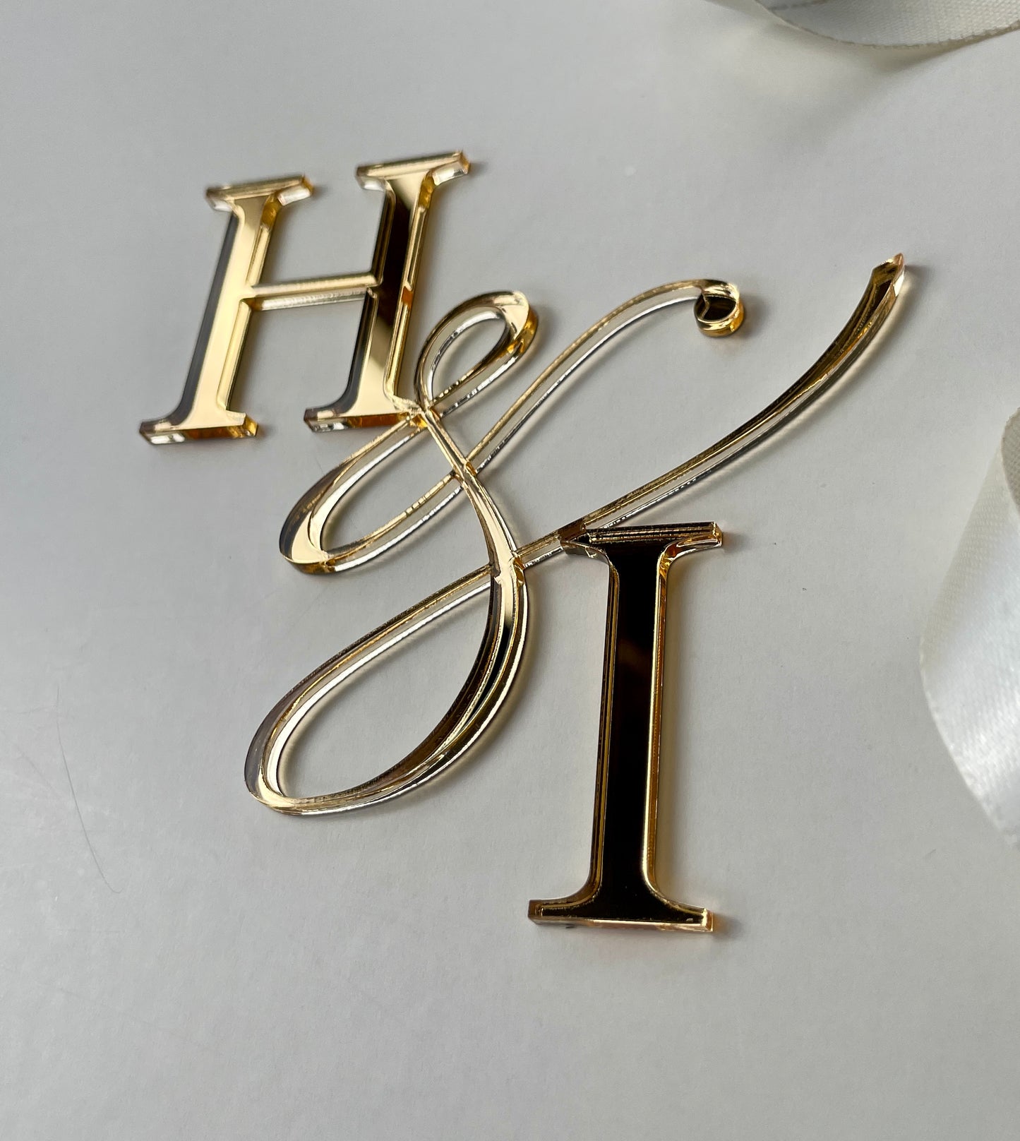 Wedding Initial cake charm. Acrylic charm.