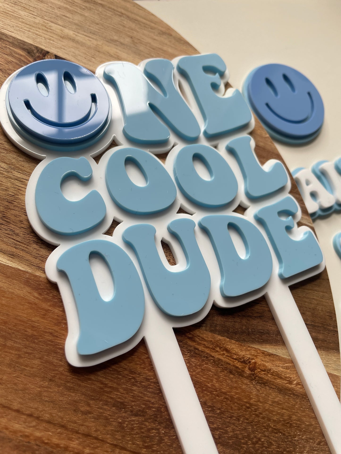 One Cool Dude. Smiley Face | Acrylic cake topper set.