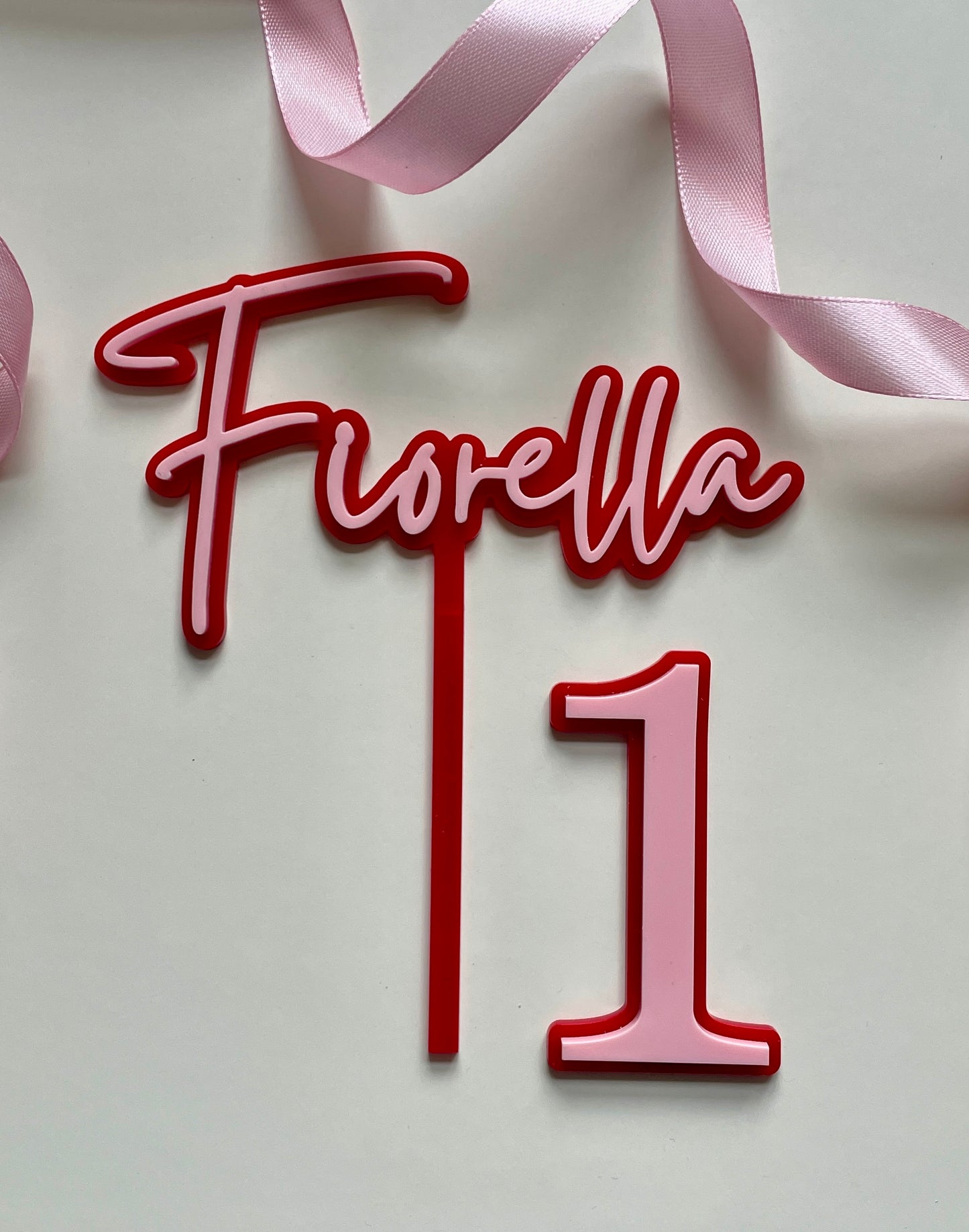 Strawberry Themed Name And Age Cake Topper.