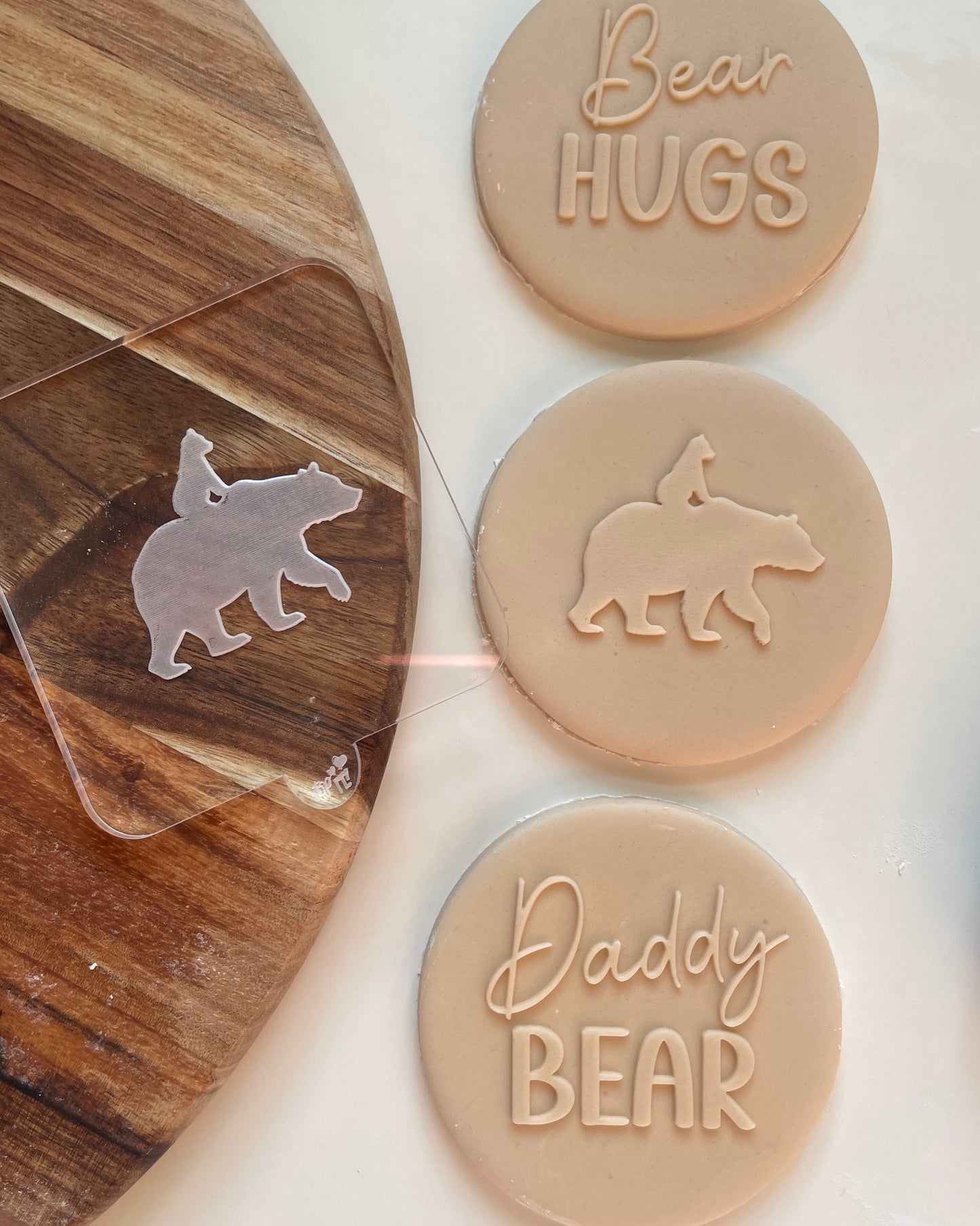 Baby and Daddy bear Embosser debosser for icing fondant to use on cookies and cakes