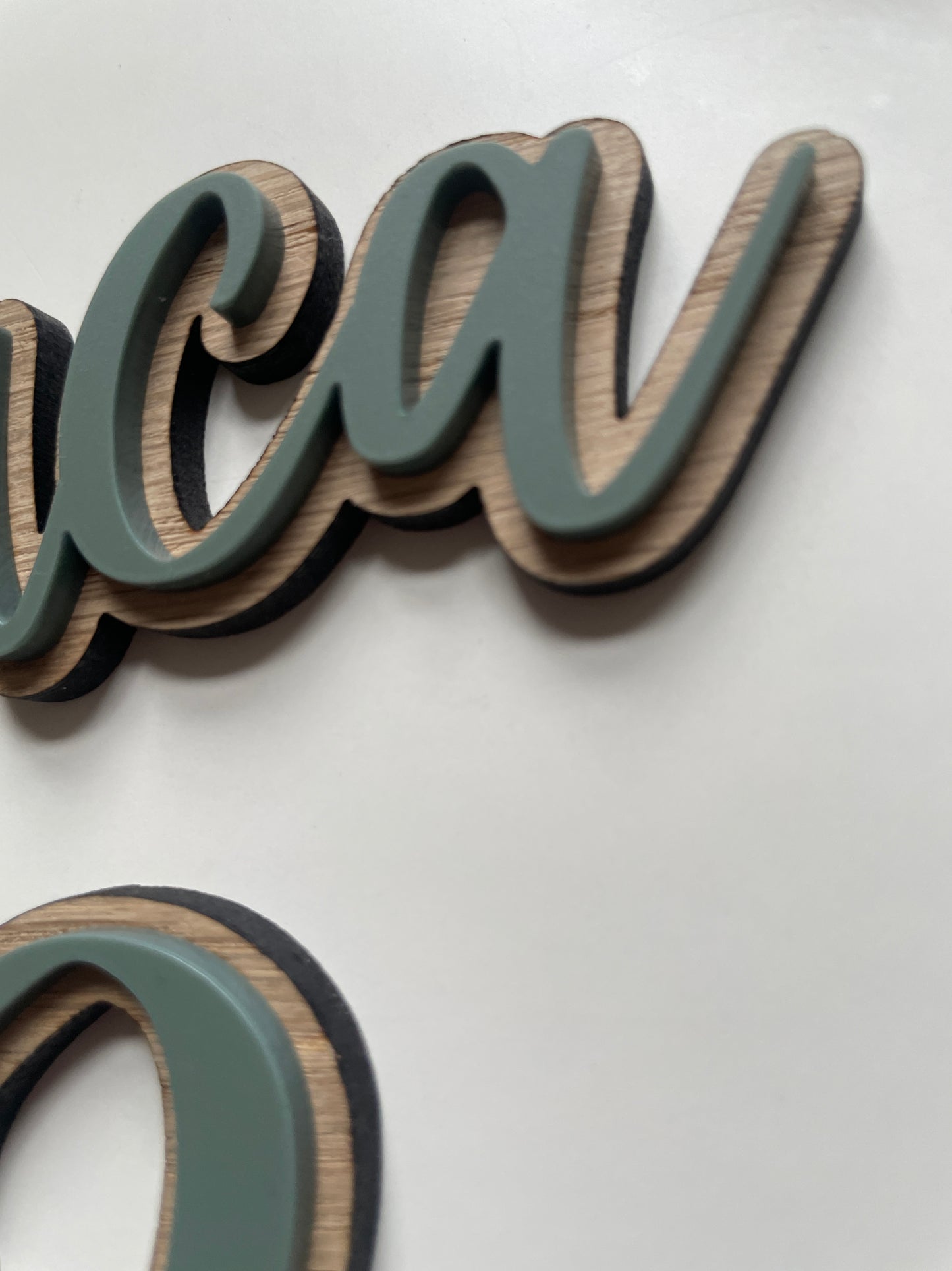 Wild Theme Name And Age Charm | Wood And Green Acrylic