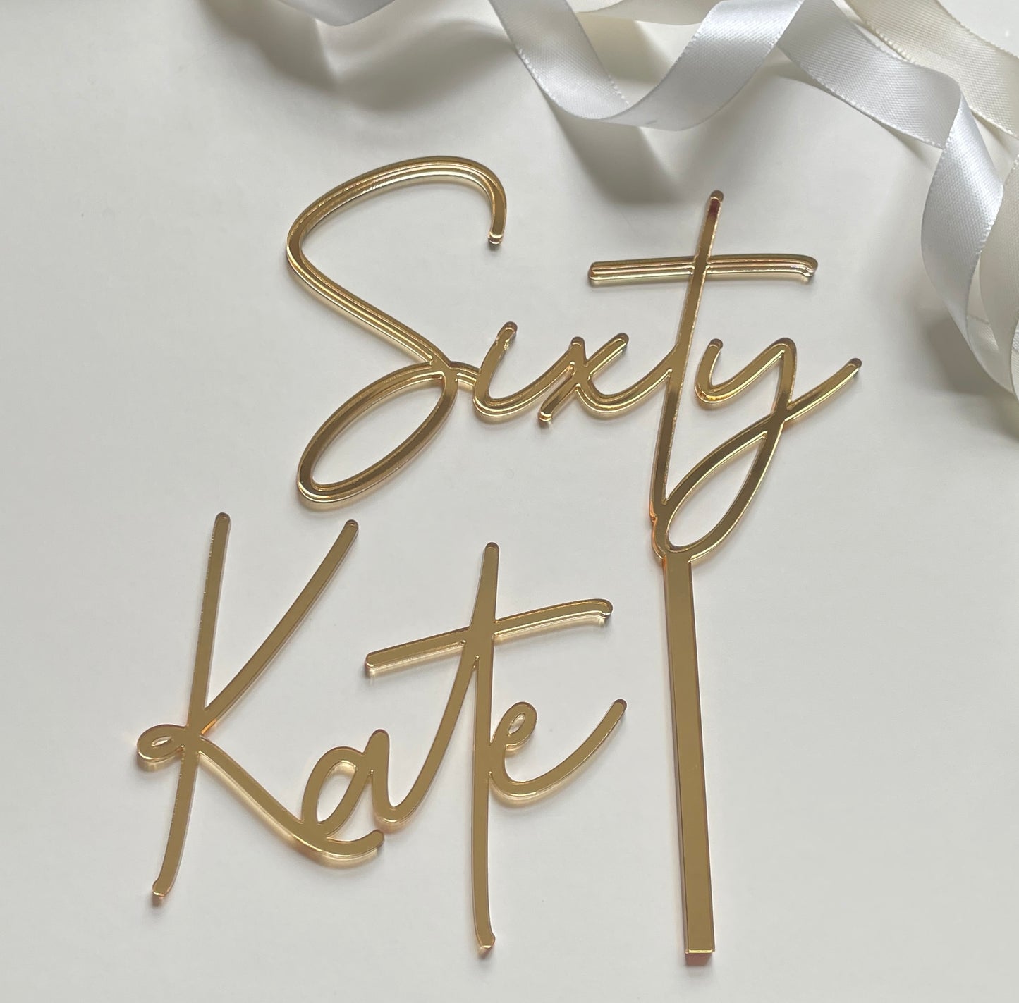 Sixty Gold Mirrored Acrylic Cake Topper.