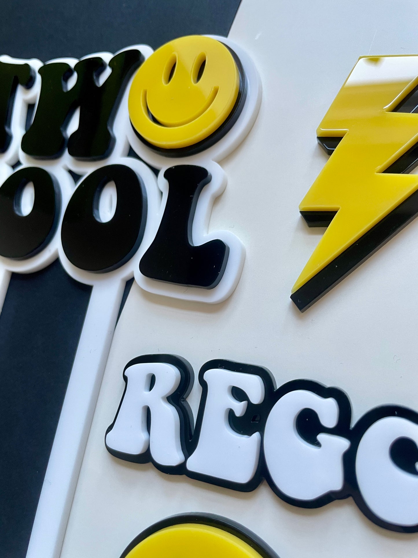 Two Cool. Smiley Acrylic cake topper set.