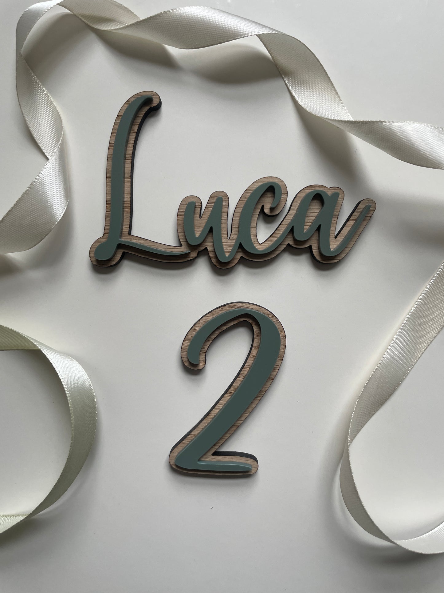 Wild Theme Name And Age Charm | Wood And Green Acrylic