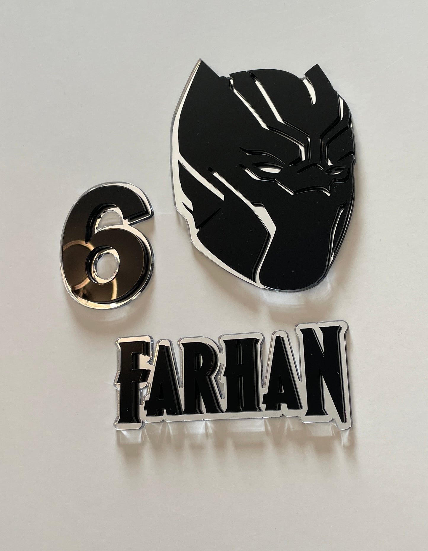 Black Panther Side Mask Set | Acrylic Cake Charms