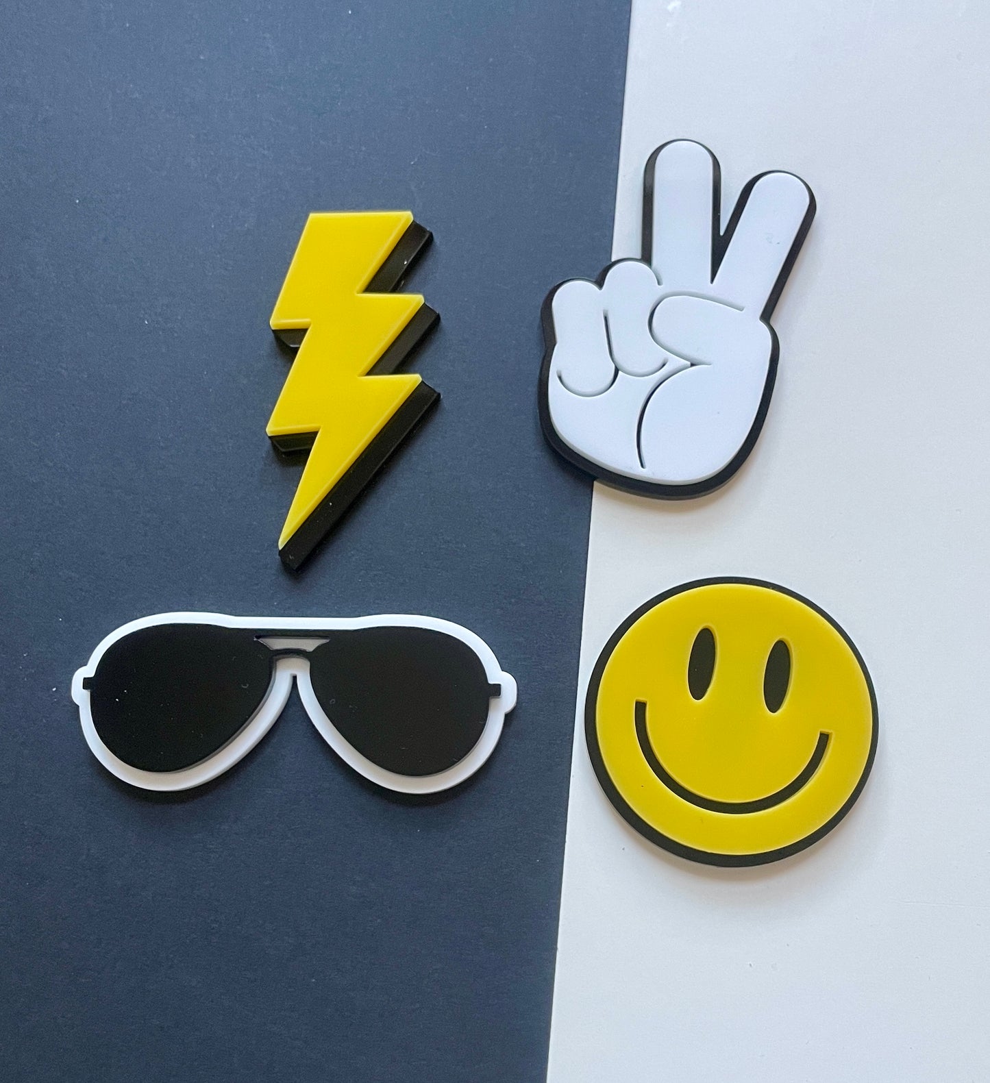 Two Cool. Smiley Acrylic cake topper set.