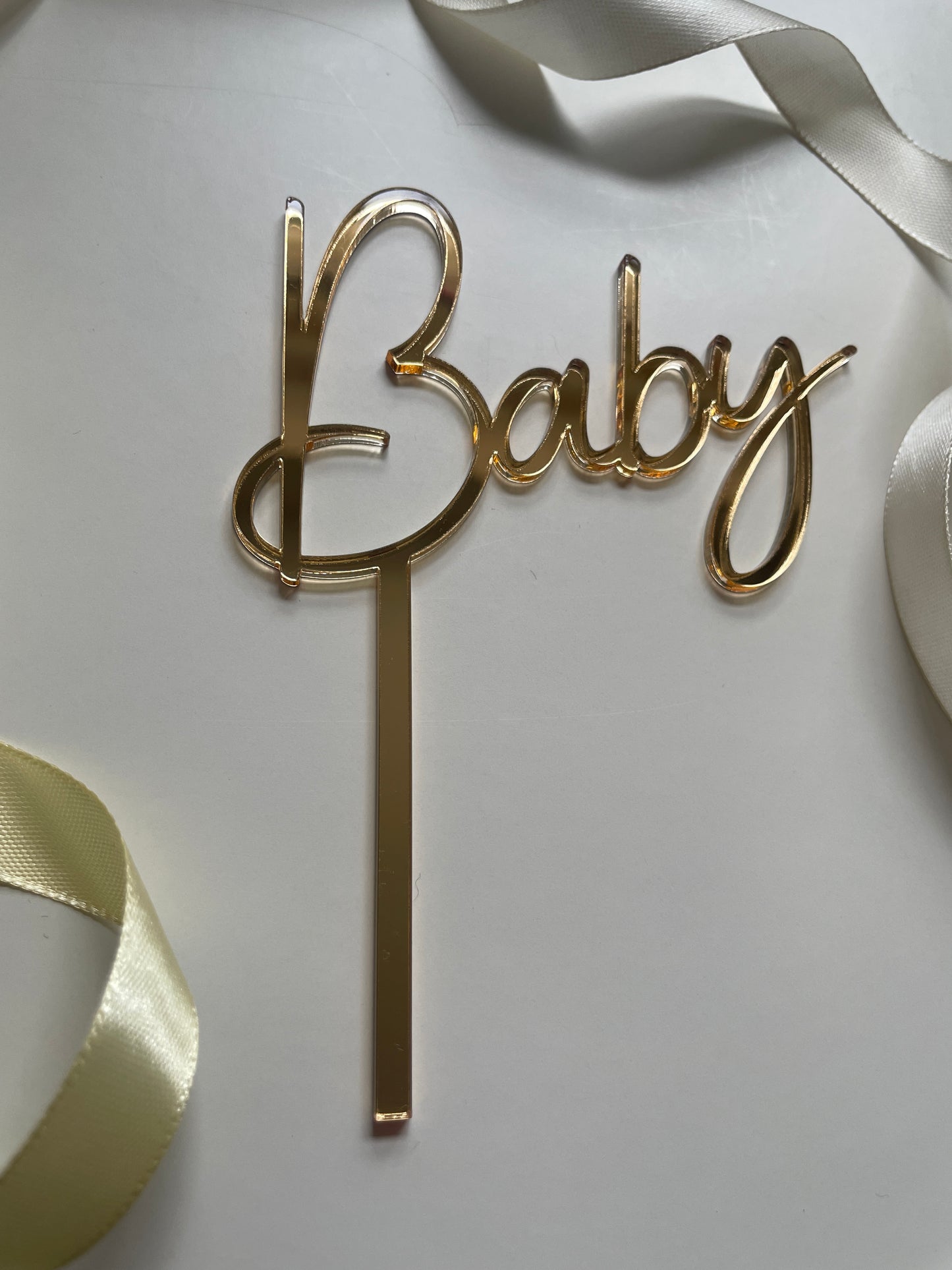 Acrylic Baby Topper and He or She Charm Set