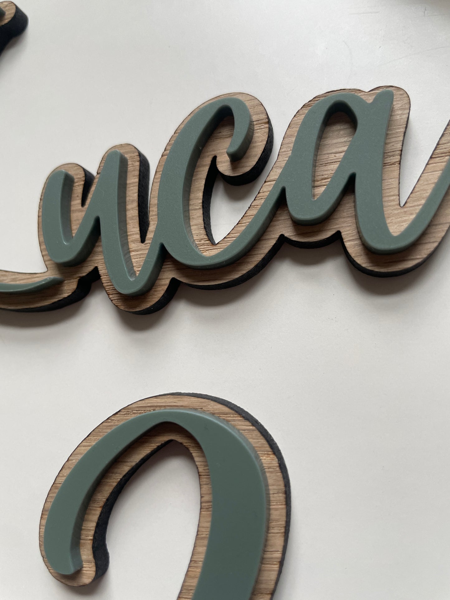 Wild Theme Name And Age Charm | Wood And Green Acrylic