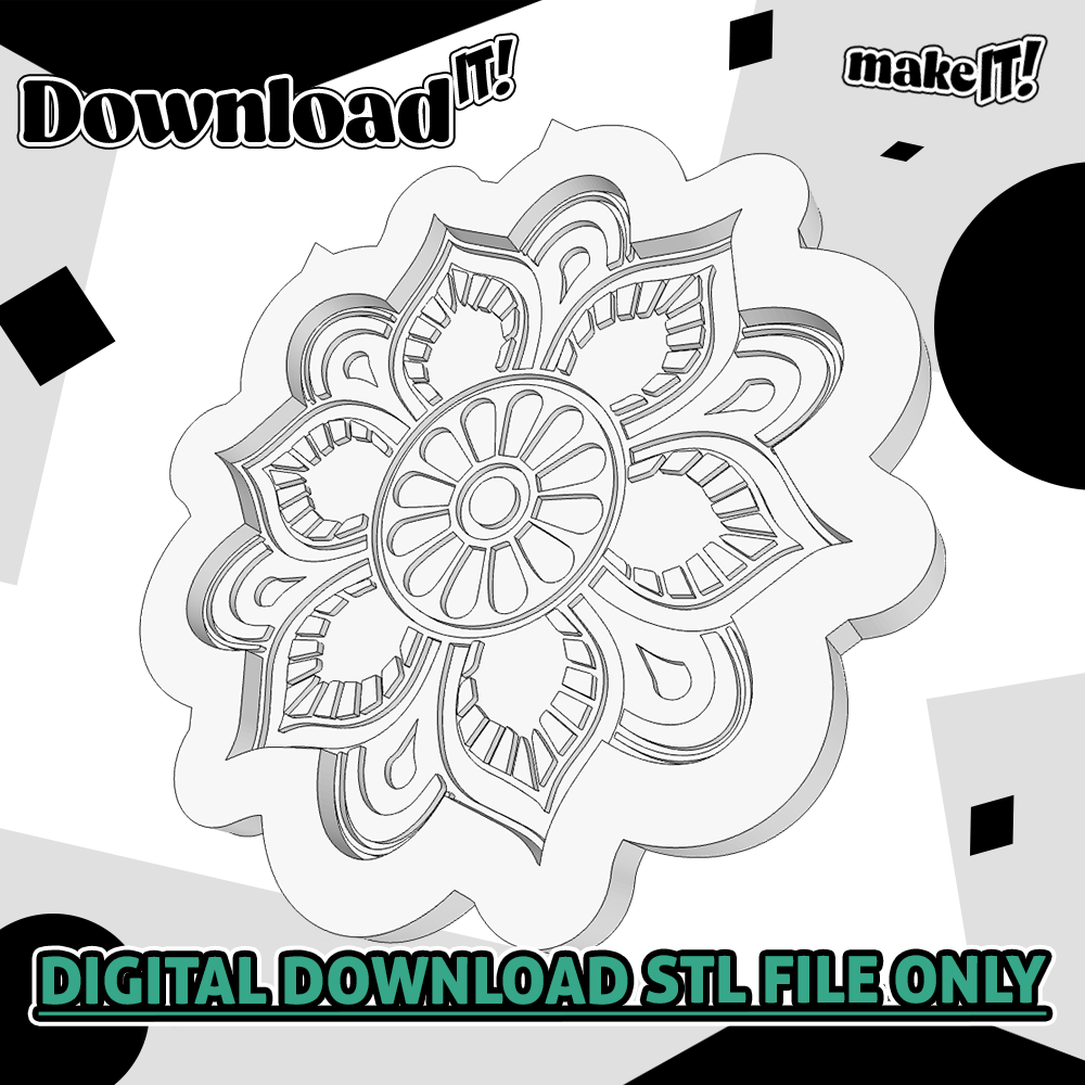 stl file for arabic flower fondant embosser and cutter