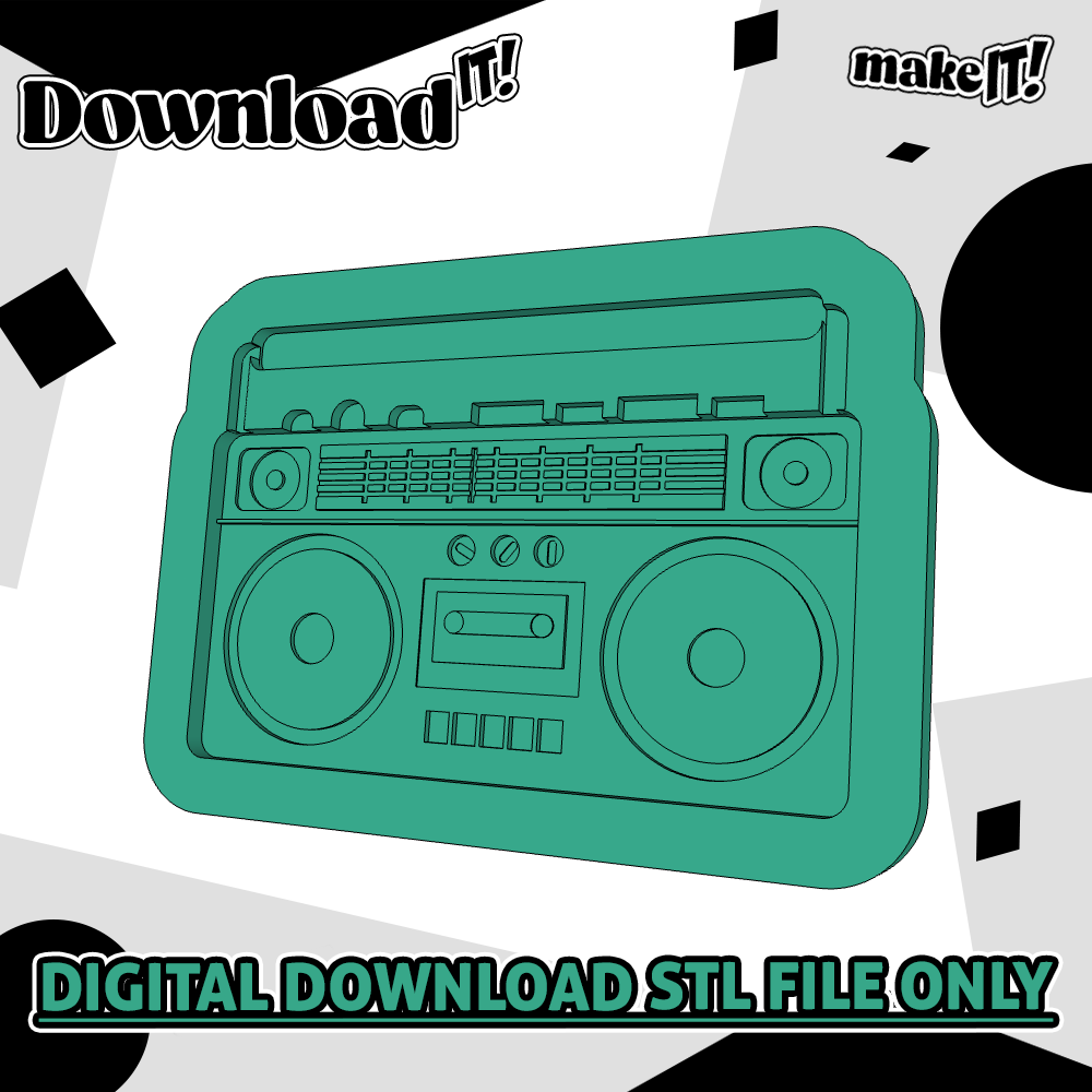 Boom Box Retro Tape Cassette Player | Embosser And Cutter STL File