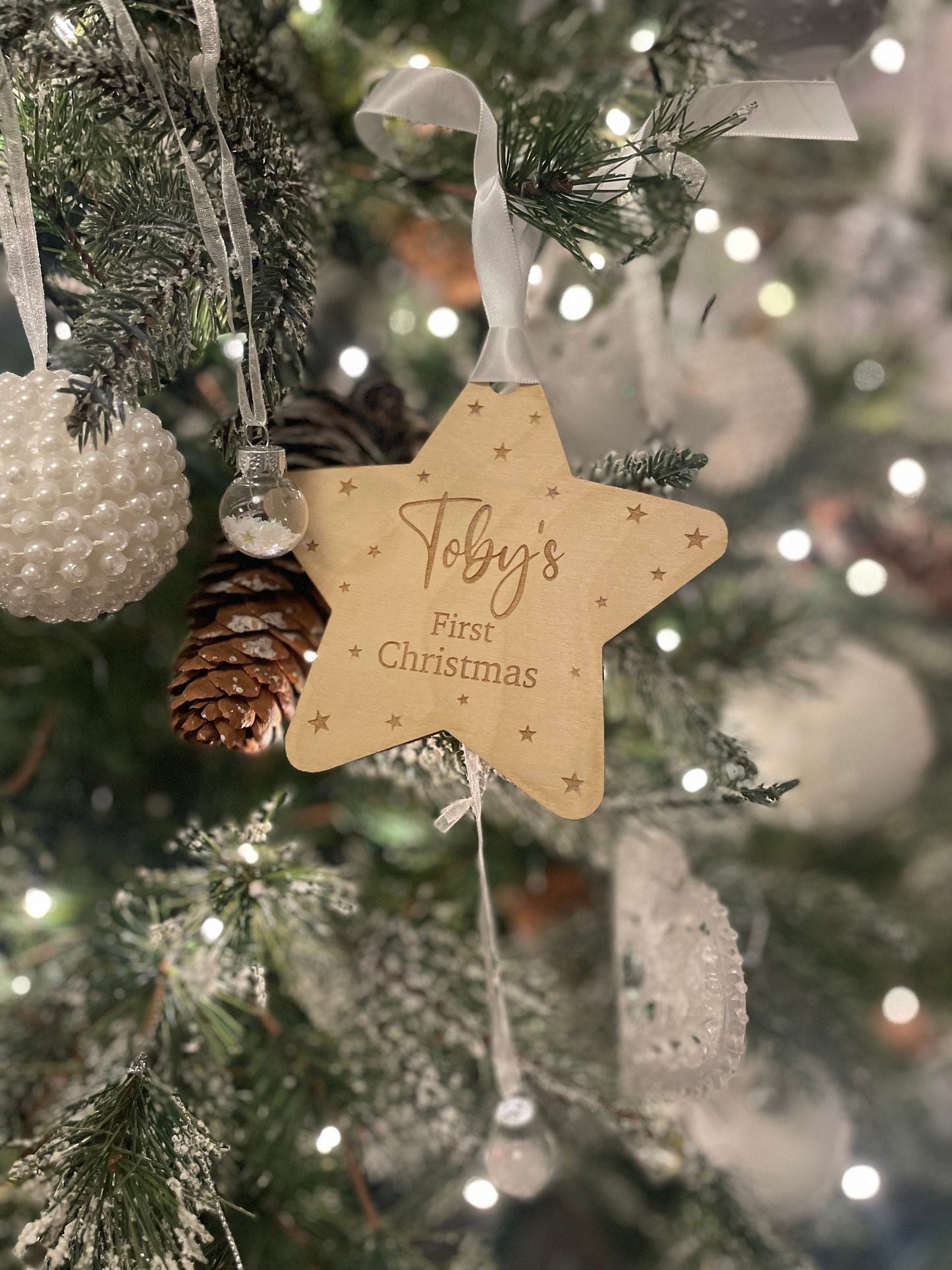 My first Christmas. Personalised first Christmas. Christmas decoration. Baby’s first bauble.