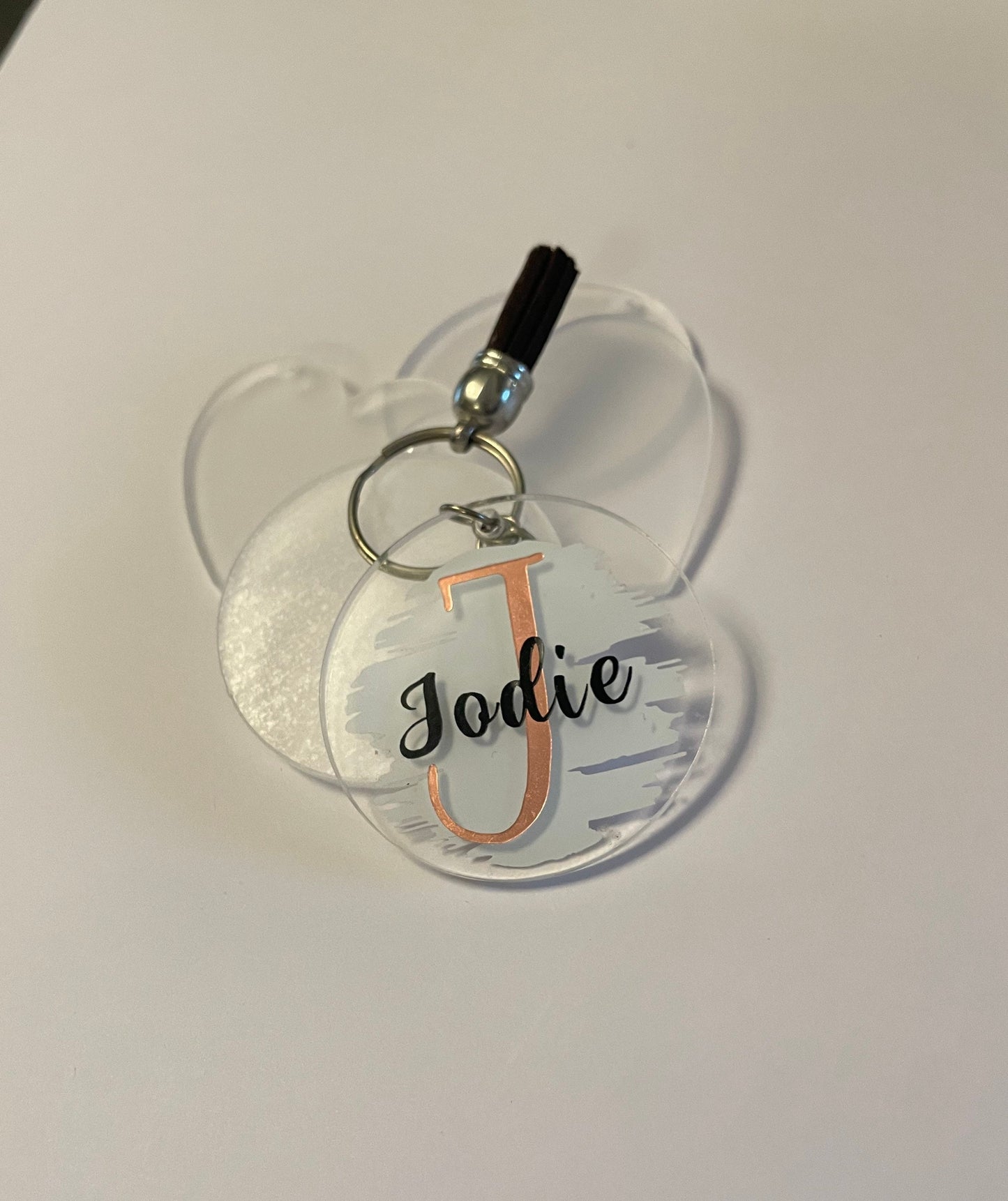 10 Clear Acrylic Keyring Blanks.