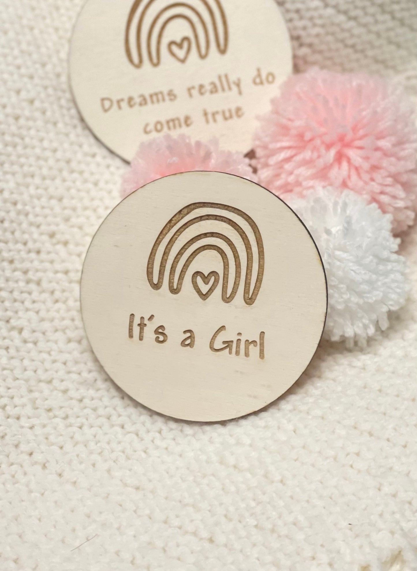 Gender reveal discs. Pregnancy gift. Rainbow baby. Social media prop. Scan Photo prop.