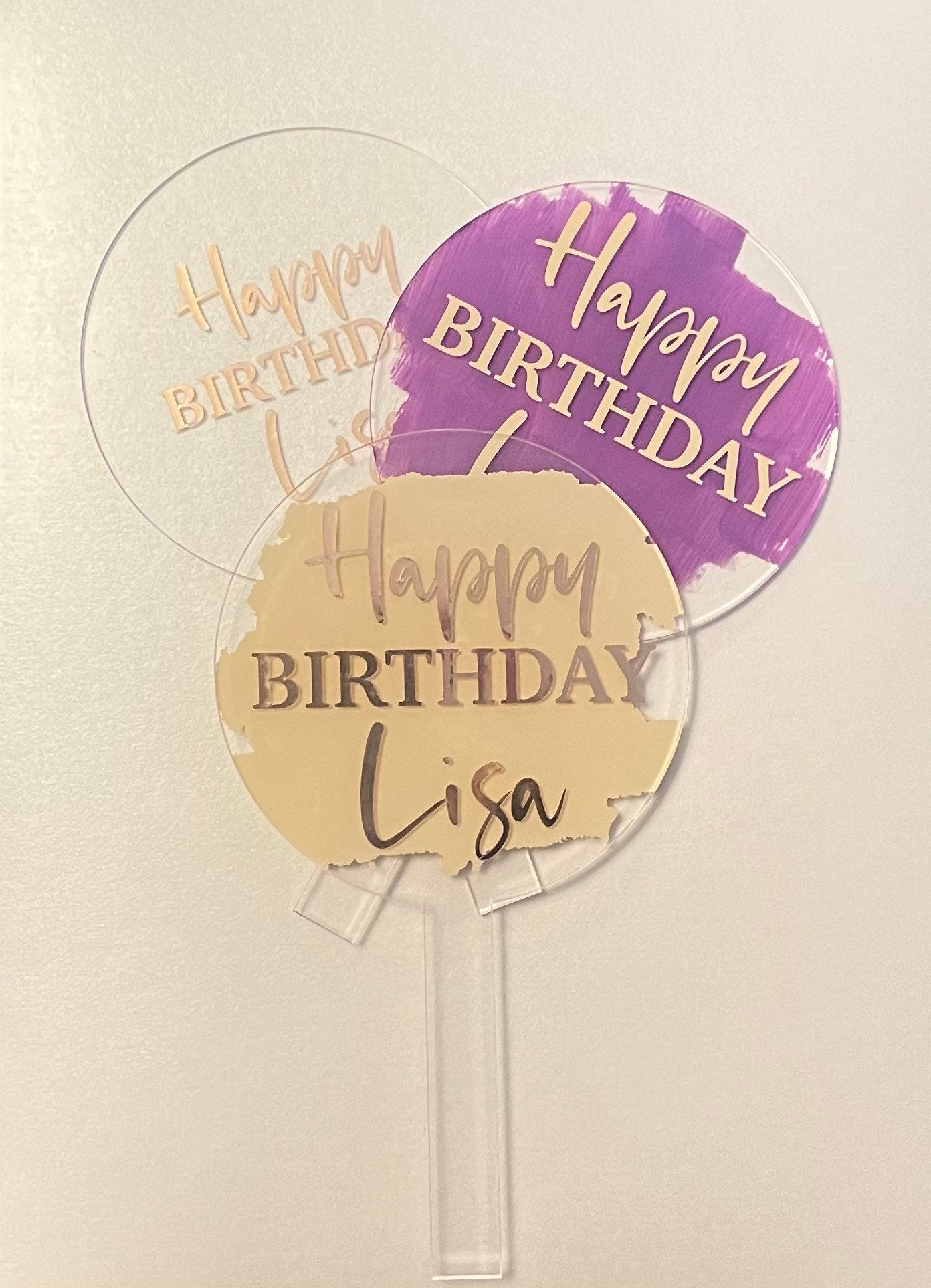 Blank acrylic cake toppers / paddles / signs. Craft blanks. 5 inch Clear acrylic circle cake topper. Acrylic blanks.Plain cake topper. 3mm.