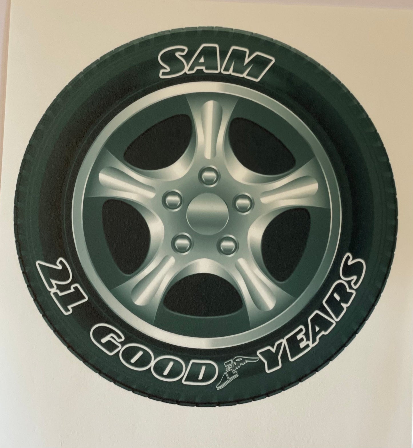 Personalised Tyre edible cake topper. Edible tyre / wheel cake toppers. Car Driver Cake topper.