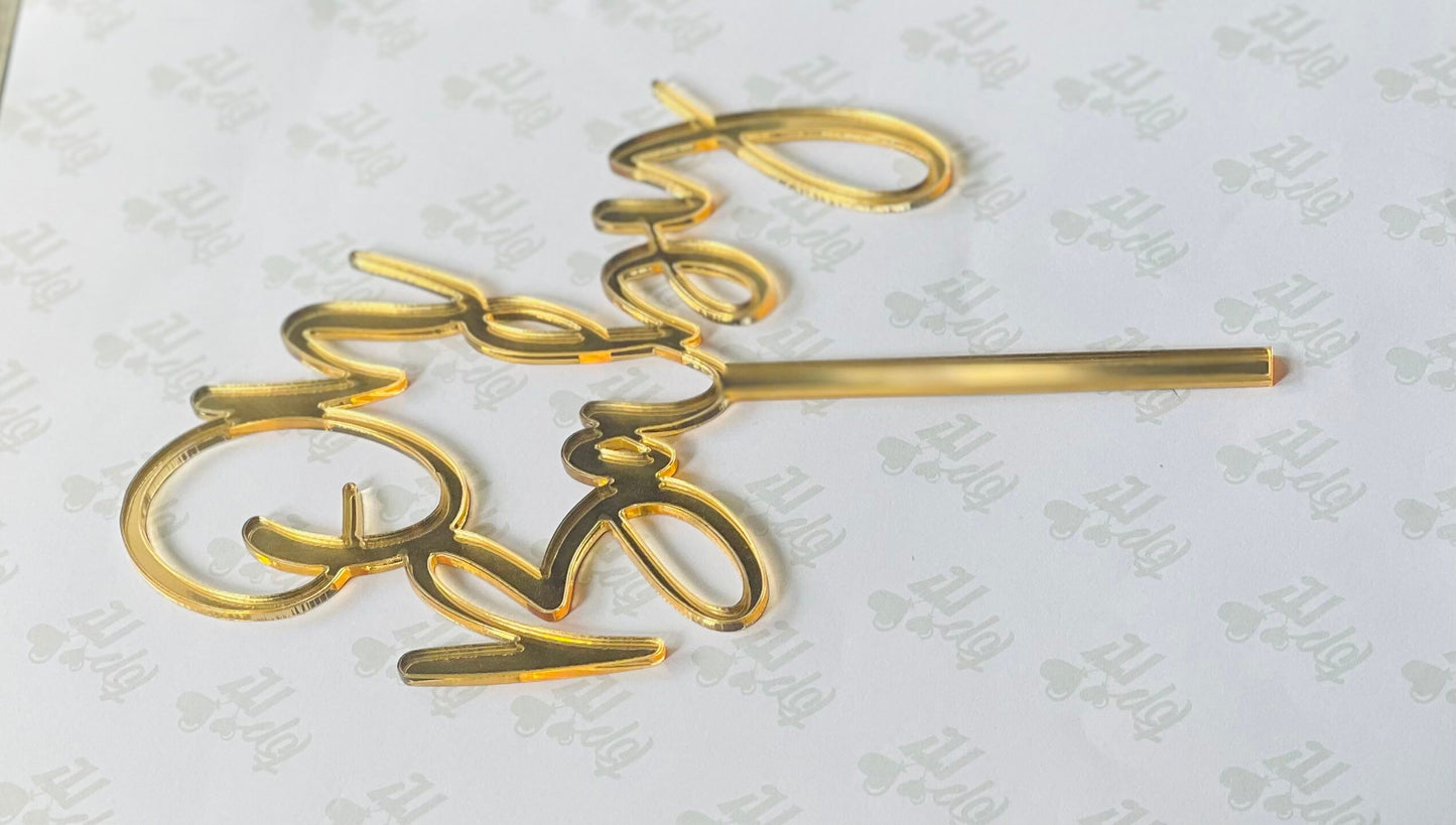 Oh baby acrylic cake topper. Mirror gold acrylic. Silver mirror acrylic. More colours available. Pastel oh baby topper.