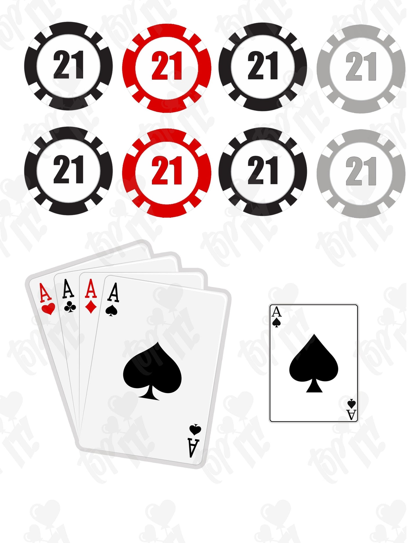 Poker / casino theme edible icing. Personalise with age. Printed edible toppers.